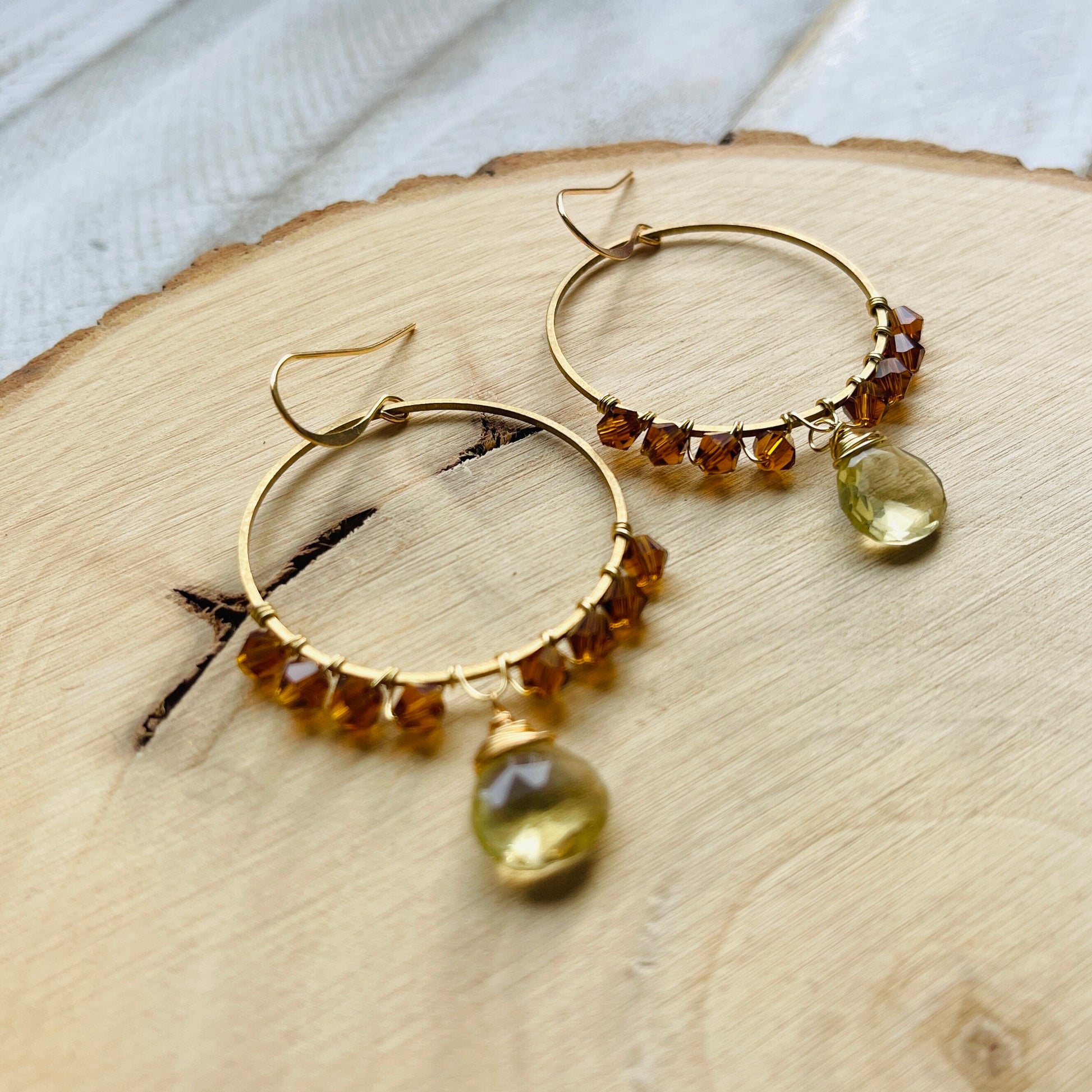 Amethyst Earrings, Hoop Earrings Gold, Metaphysical Gifts, Healing Crystal Earrings, Birthday Gift for Girlfriend, Galentines Day Gifts