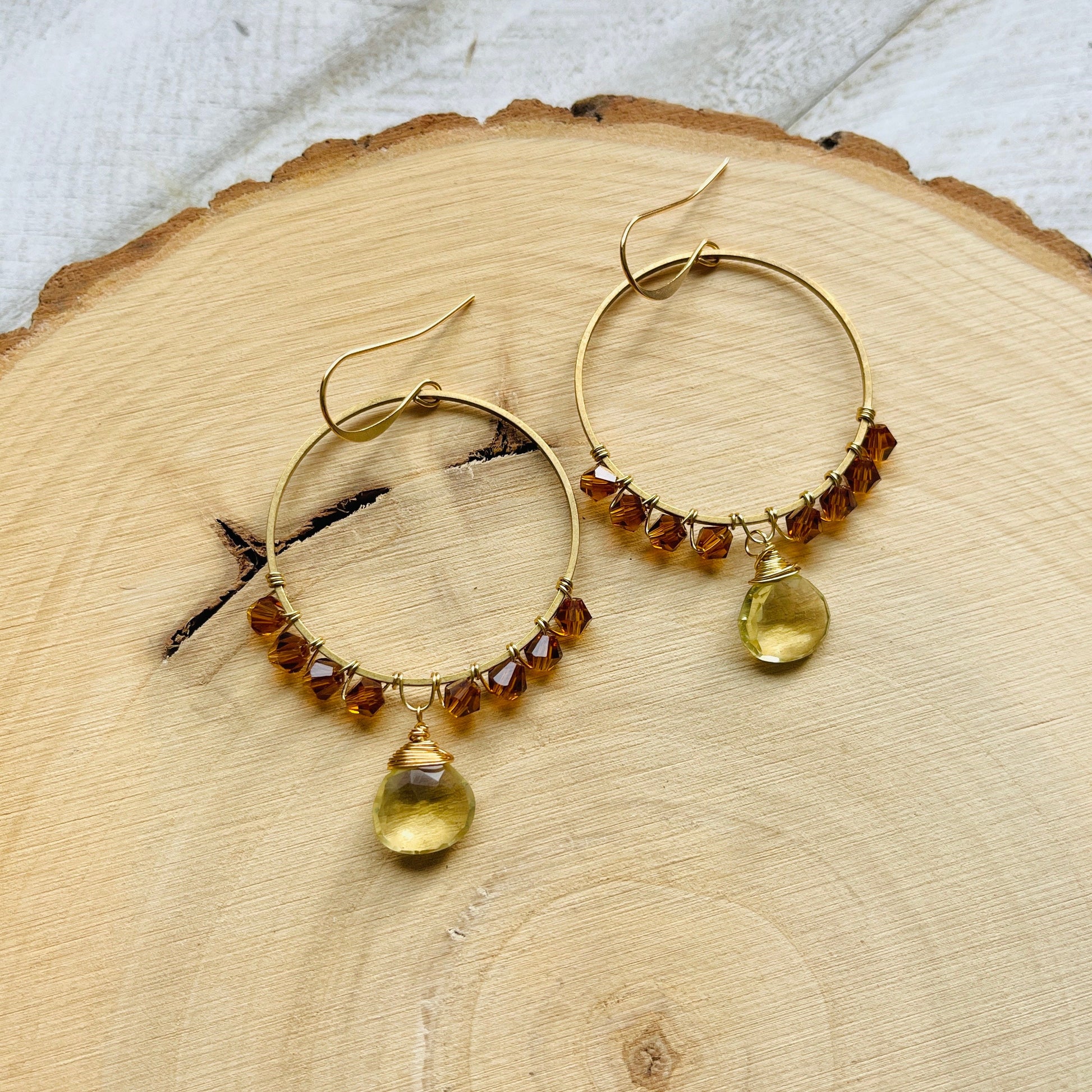Amethyst Earrings, Hoop Earrings Gold, Metaphysical Gifts, Healing Crystal Earrings, Birthday Gift for Girlfriend, Galentines Day Gifts