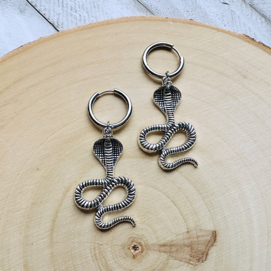 Snake Earrings, Huggie Hoop Earrings, Goth Earrings, Punk Earrings, Witchy Earrings, Best Friend Birthday Gift, Teen Girl Jewelry, Silver