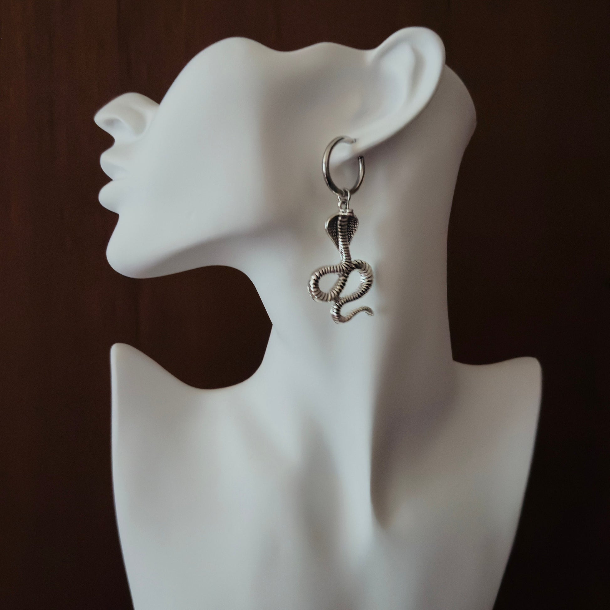 Snake Earrings, Huggie Hoop Earrings, Goth Earrings, Punk Earrings, Witchy Earrings, Best Friend Birthday Gift, Teen Girl Jewelry, Silver