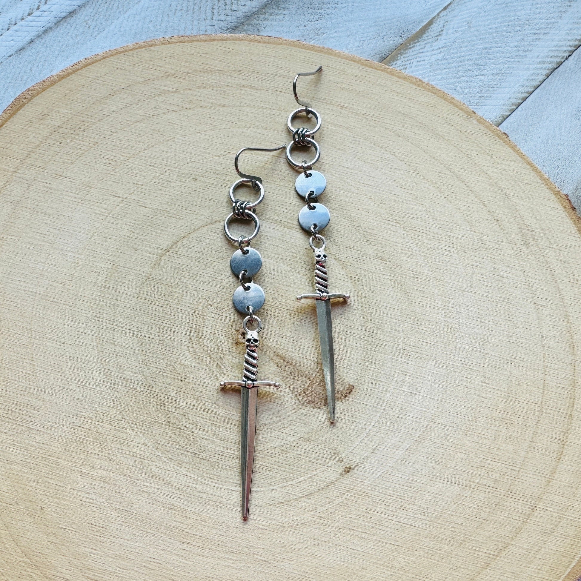 Sword Earrings, Goth Earrings Dangle, Punk Earrings, Witchy Earrings, Metalhead Gifts, Best Friend Birthday Gift, Teen Girl Jewelry, Silver