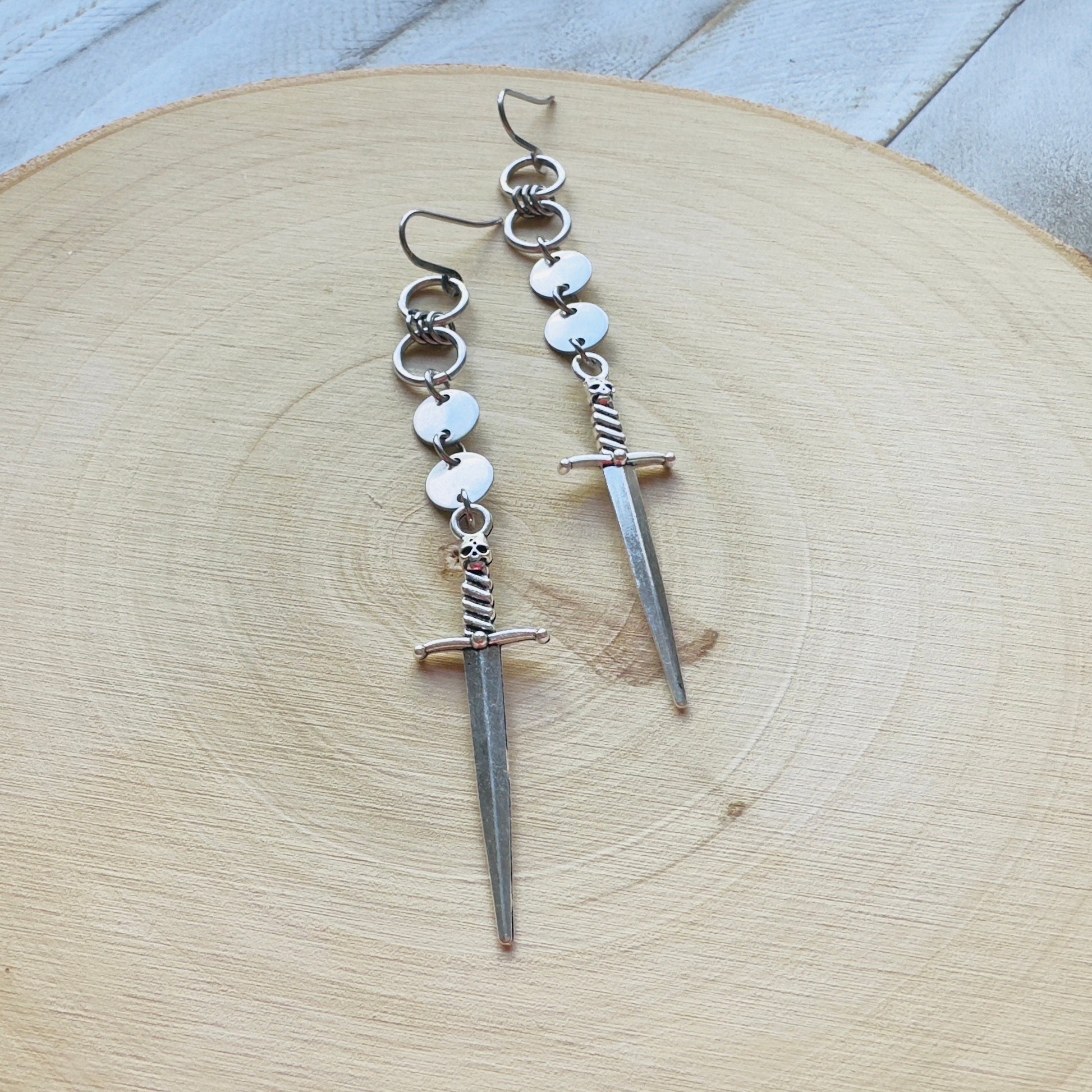 Sword Earrings, Goth Earrings Dangle, Punk Earrings, Witchy Earrings, Metalhead Gifts, Best Friend Birthday Gift, Teen Girl Jewelry, Silver