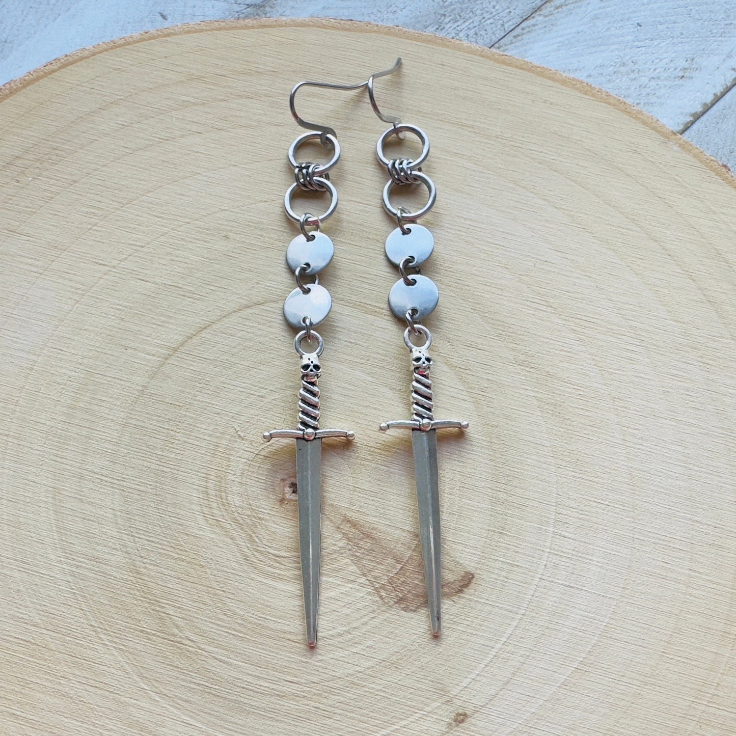 Sword Earrings, Goth Earrings Dangle, Punk Earrings, Witchy Earrings, Metalhead Gifts, Best Friend Birthday Gift, Teen Girl Jewelry, Silver