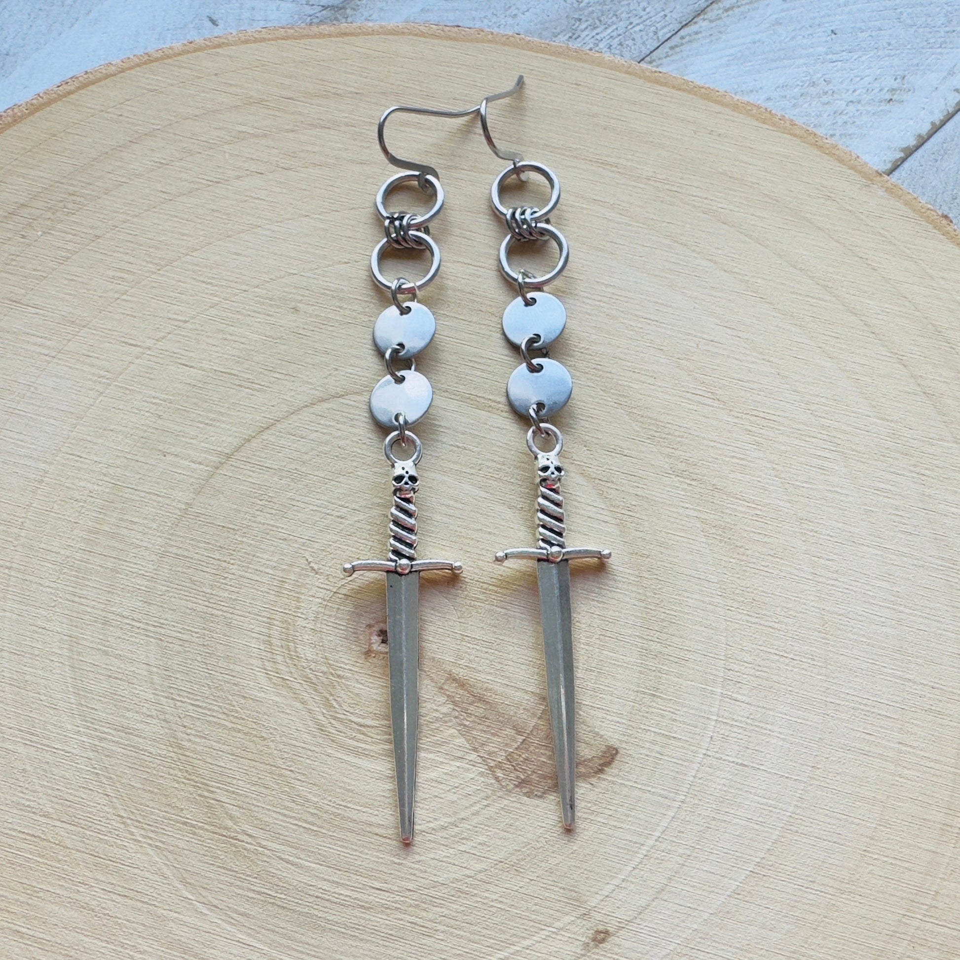 Sword Earrings, Goth Earrings Dangle, Punk Earrings, Witchy Earrings, Metalhead Gifts, Best Friend Birthday Gift, Teen Girl Jewelry, Silver