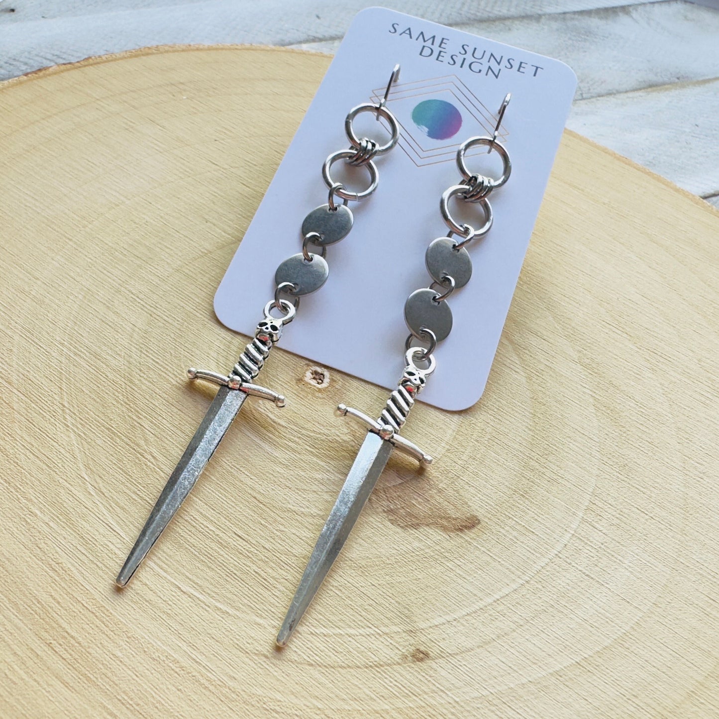 Sword Earrings, Goth Earrings Dangle, Punk Earrings, Witchy Earrings, Metalhead Gifts, Best Friend Birthday Gift, Teen Girl Jewelry, Silver