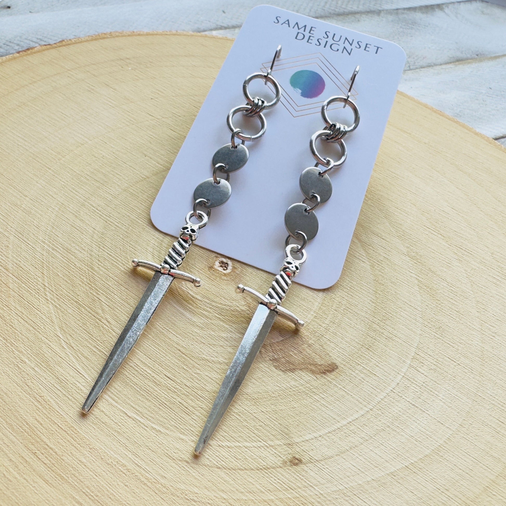 Sword Earrings, Goth Earrings Dangle, Punk Earrings, Witchy Earrings, Metalhead Gifts, Best Friend Birthday Gift, Teen Girl Jewelry, Silver