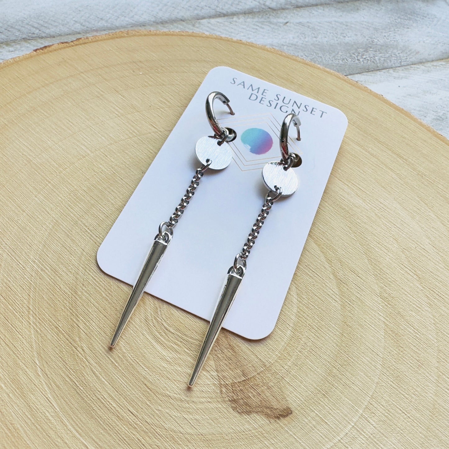 Spike Earrings, Hoop Earrings Silver, Goth Earrings Dangle, Punk Earrings, Best Friend Birthday Gift, Sweet 16 Gift, Best Gift for Mom