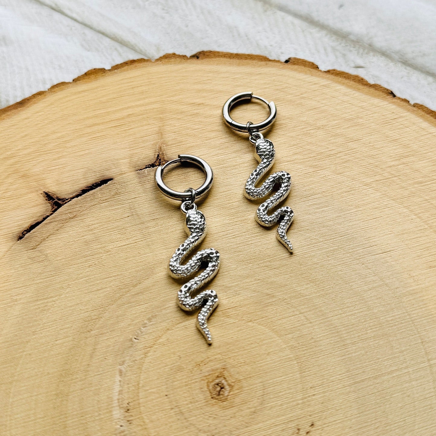 Snake Earrings, Huggie Hoop Earrings, Goth Earrings, Punk Earrings, Witchy Earrings, Best Friend Birthday Gift, Trendy Jewelry 2024
