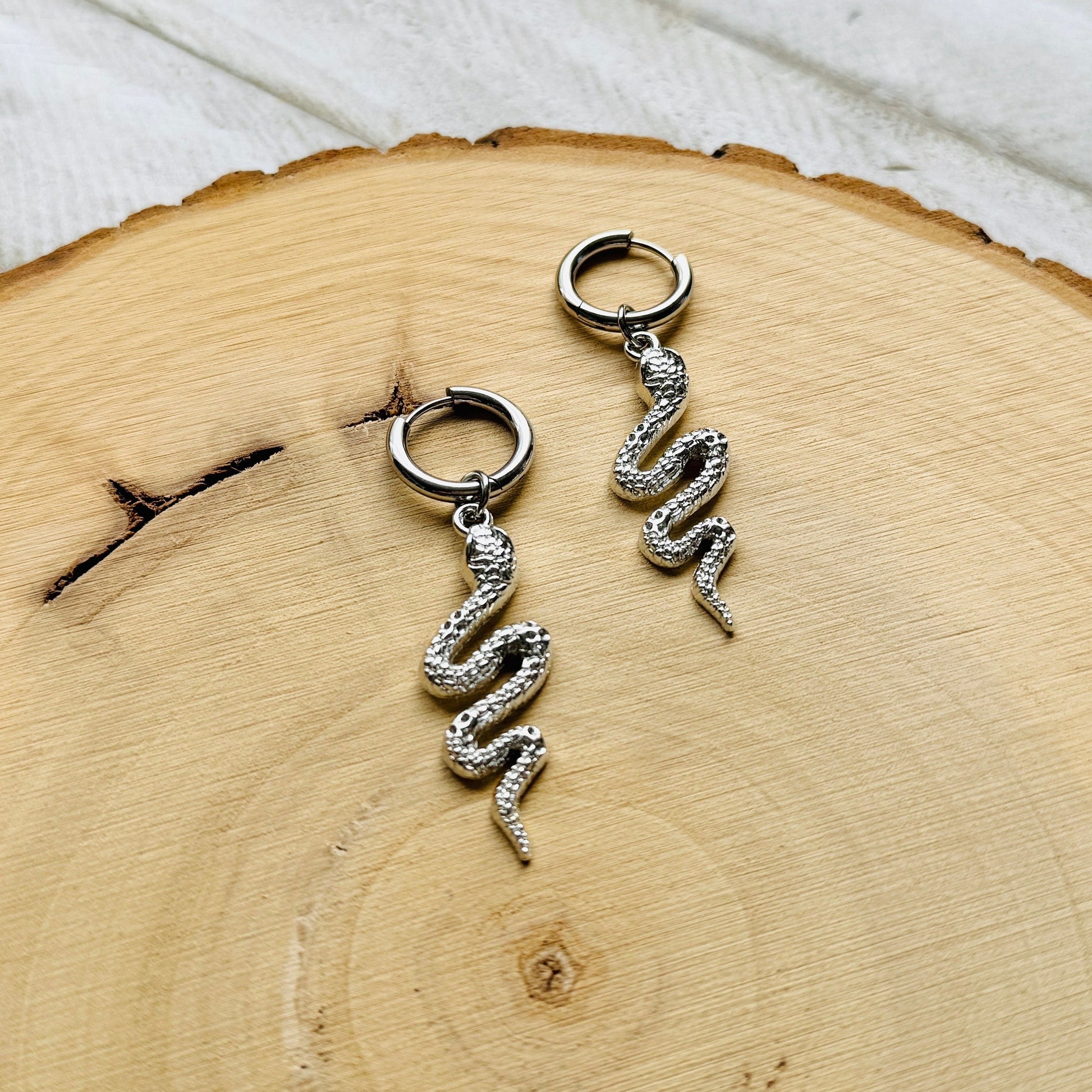 Snake Earrings, Huggie Hoop Earrings, Goth Earrings, Punk Earrings, Witchy Earrings, Best Friend Birthday Gift, Trendy Jewelry 2024