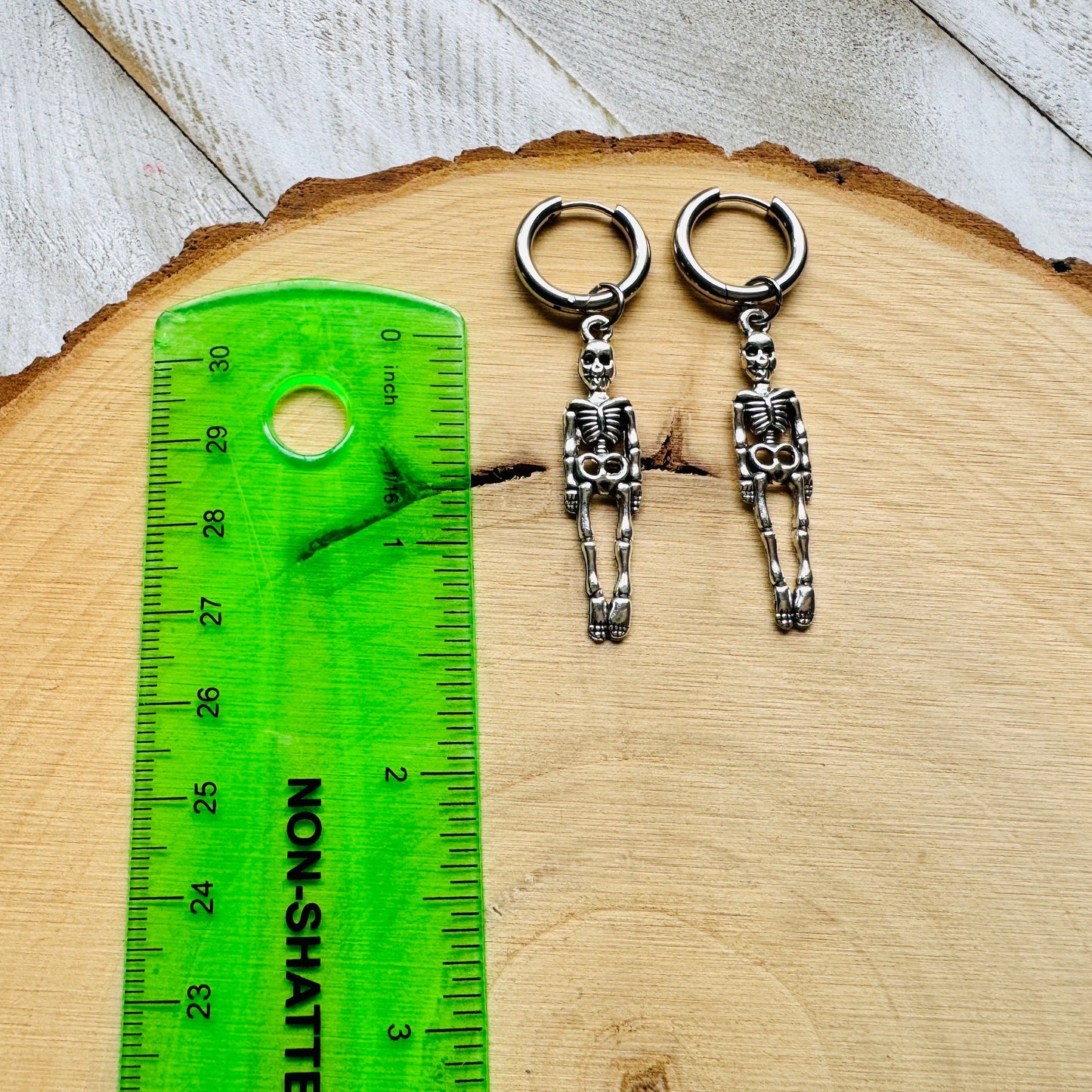 Skeleton Earrings, Huggie Hoop Earrings, Hoop Earrings Silver, Goth Earrings, Punk Earrings, Witchy Earrings, Unique Birthday Gift Girl