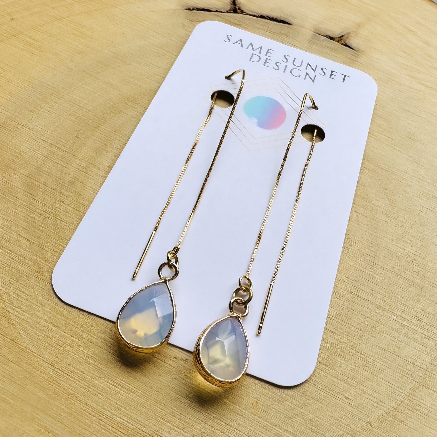 Opalite Earrings, Threader Earrings, Western Earrings, Wedding Jewelry for Brides, Unique Birthday Gift Girl, Best Gift for Mom, Boho Chic