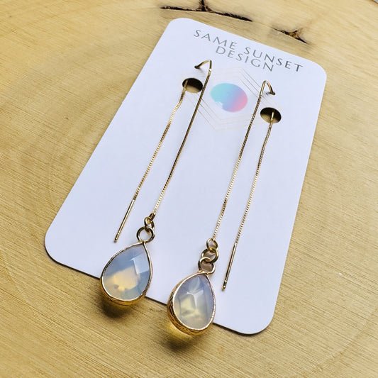 Opalite Earrings, Threader Earrings, Western Earrings, Wedding Jewelry for Brides, Unique Birthday Gift Girl, Best Gift for Mom, Boho Chic