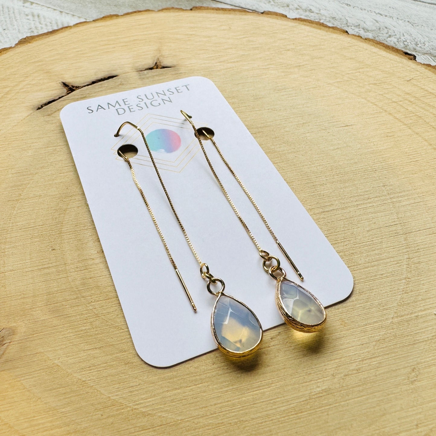 Opalite Earrings, Threader Earrings, Western Earrings, Wedding Jewelry for Brides, Unique Birthday Gift Girl, Best Gift for Mom, Boho Chic