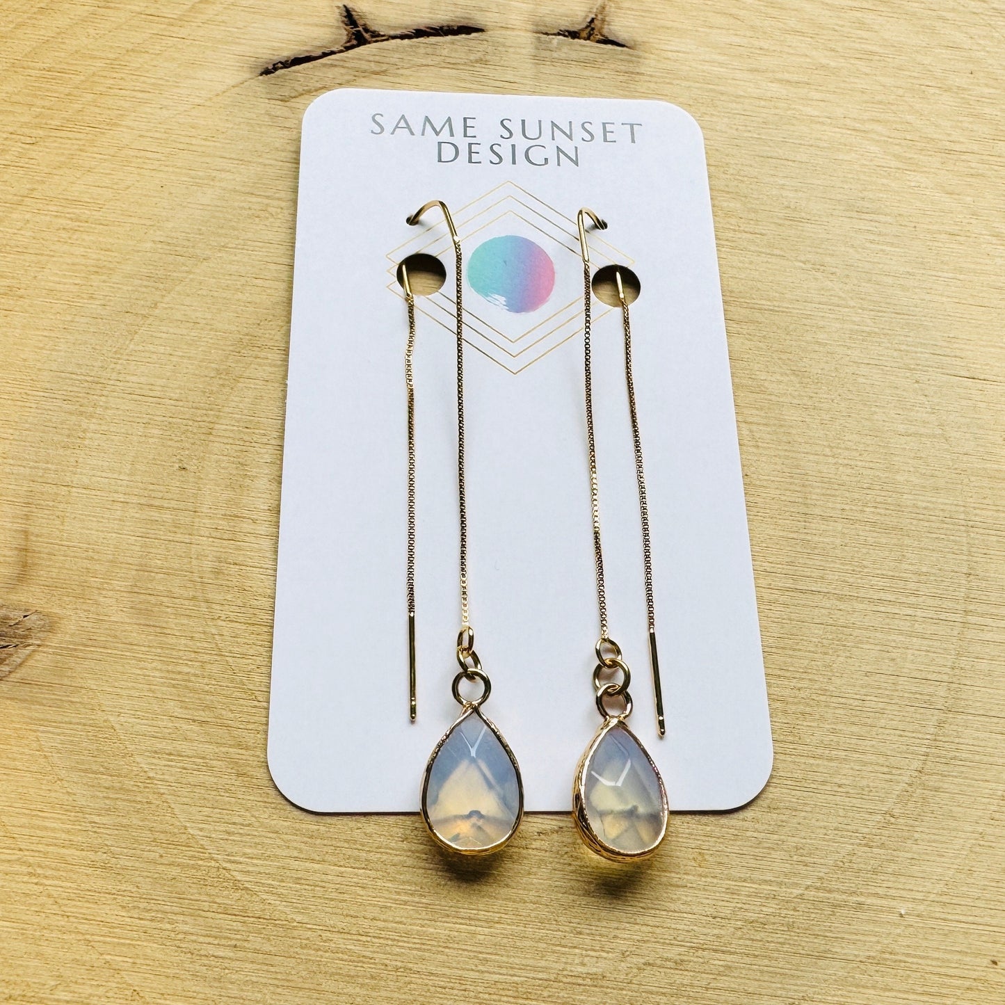 Opalite Earrings, Threader Earrings, Western Earrings, Wedding Jewelry for Brides, Unique Birthday Gift Girl, Best Gift for Mom, Boho Chic