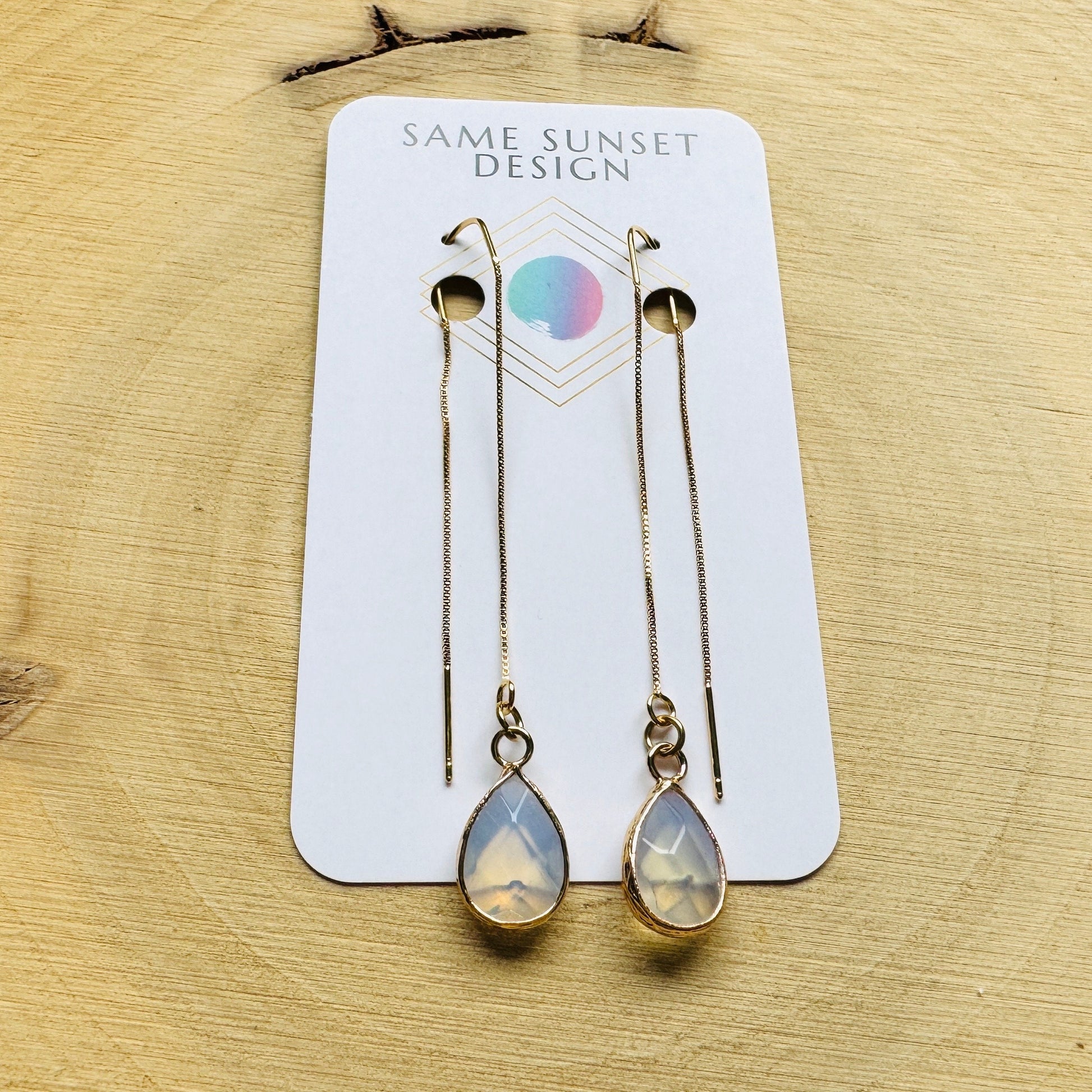 Opalite Earrings, Threader Earrings, Western Earrings, Wedding Jewelry for Brides, Unique Birthday Gift Girl, Best Gift for Mom, Boho Chic