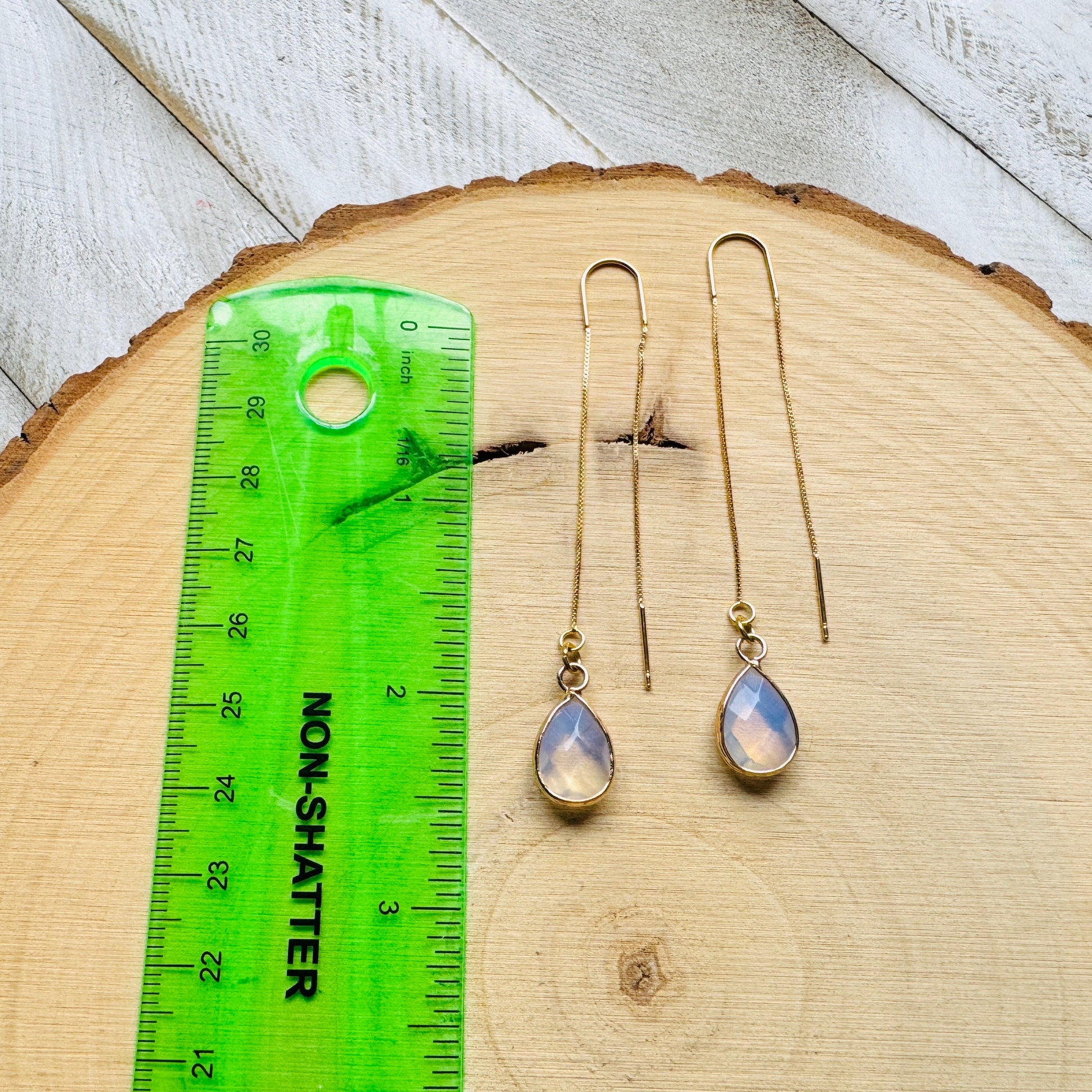 Opalite Earrings, Threader Earrings, Western Earrings, Wedding Jewelry for Brides, Unique Birthday Gift Girl, Best Gift for Mom, Boho Chic