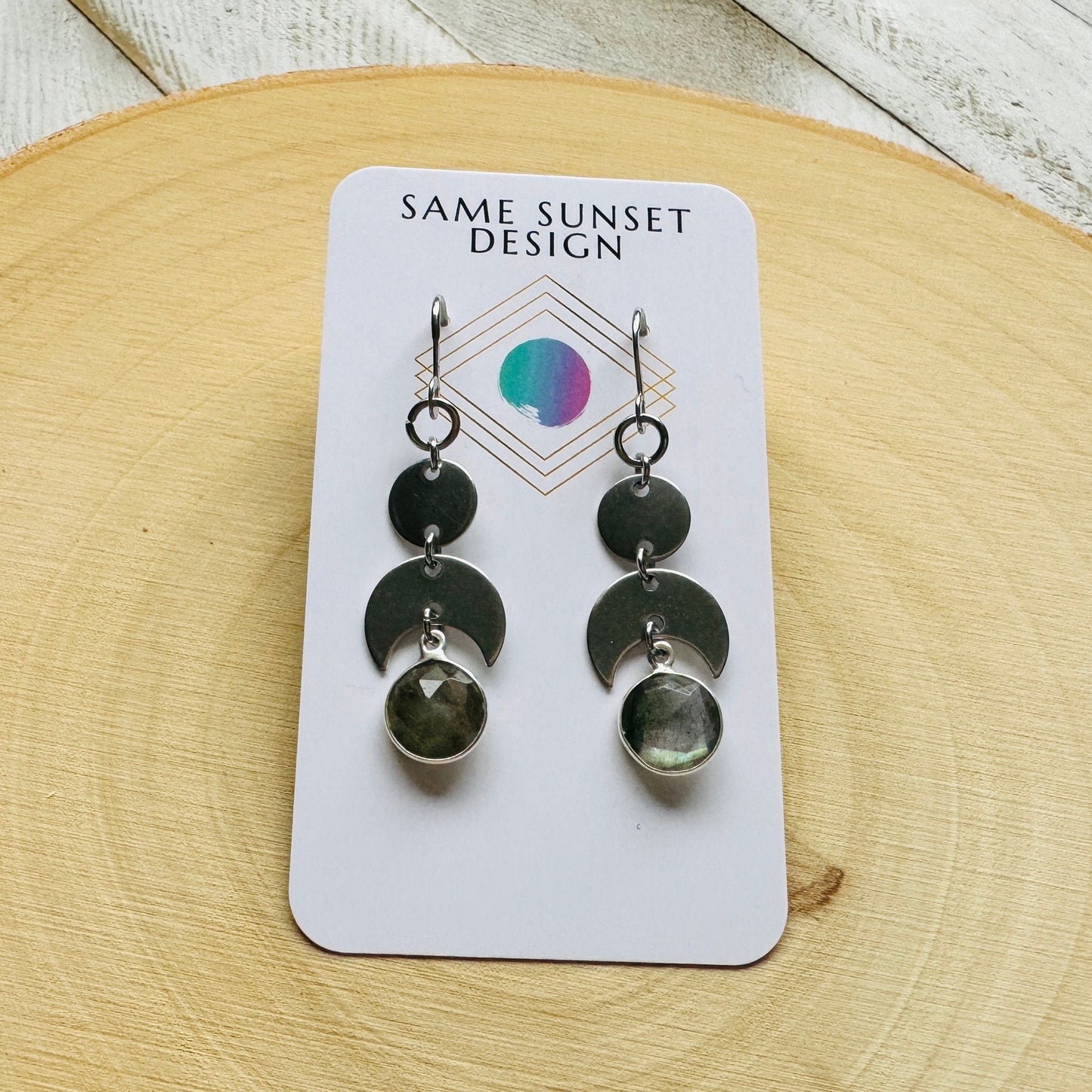 Crescent Moon Earrings Silver, Labradorite Earrings, Wedding Jewelry for Brides, Teen Girl Jewelry, Witchy Earrings, Goth Birthday Gift