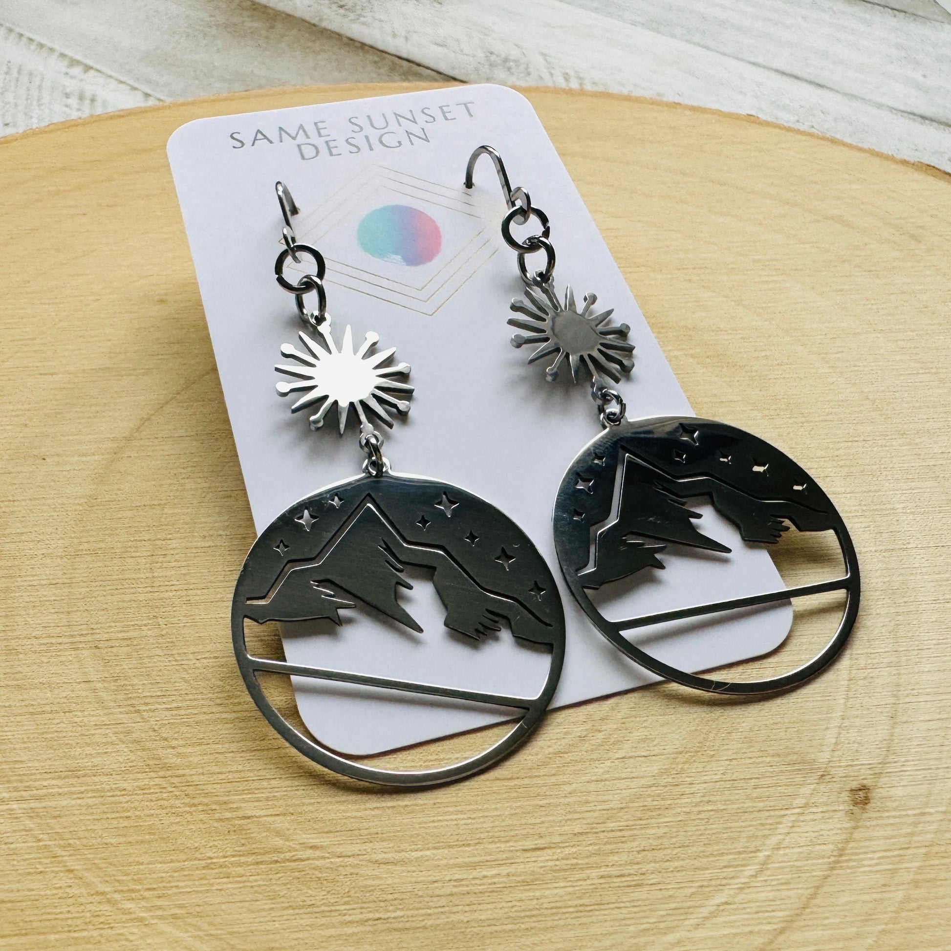 Mountain Earrings, Stainless Steel, Wedding Jewelry for Brides, Teen Girl Jewelry, Witchy Earrings, Goth Birthday Gift, Nature Lover Gift