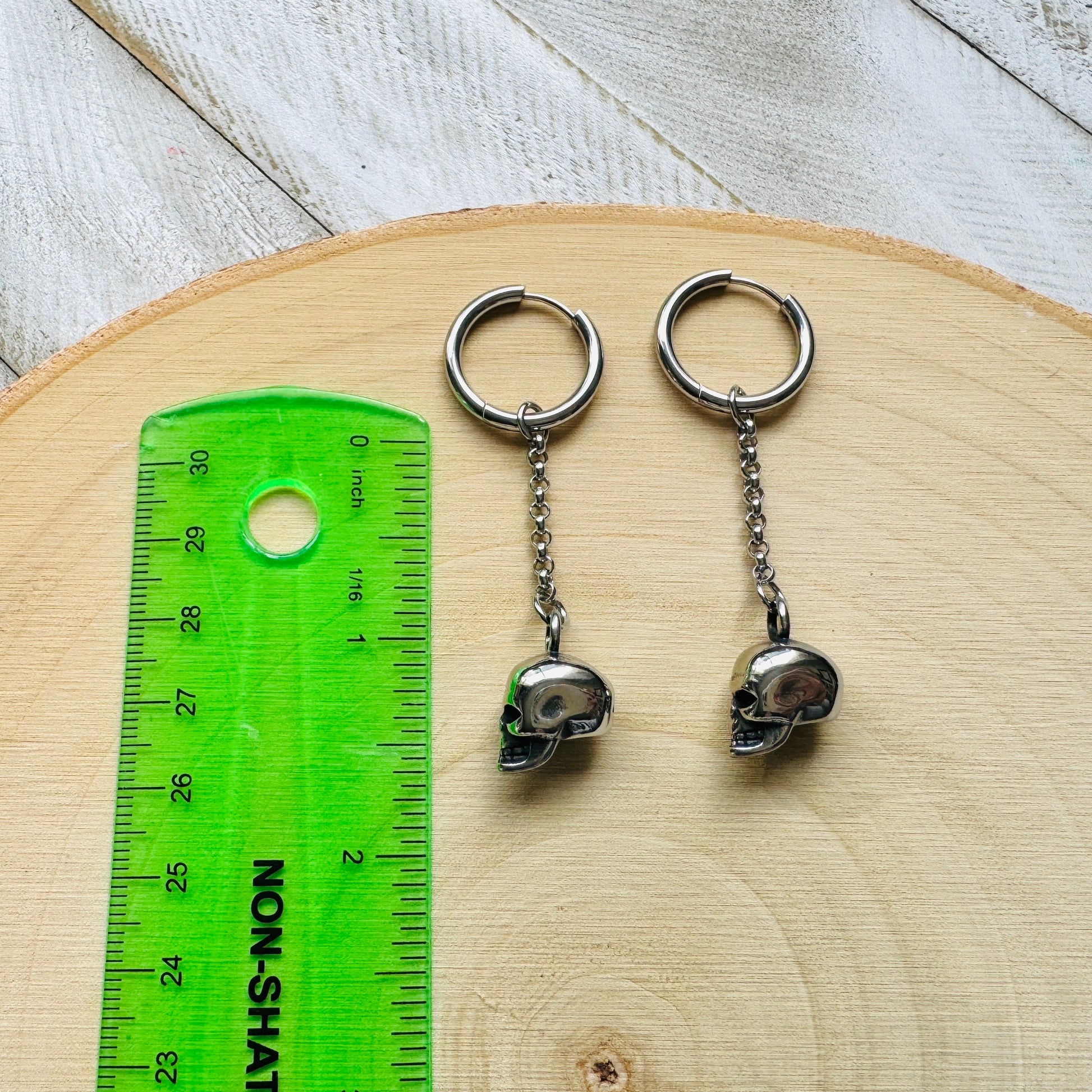 Skull Earrings, Huggie Hoop Earrings, Goth Earrings, Punk Earrings, Witchy Earrings, Best Friend Birthday Gift, Cool Valentines Gift for Her