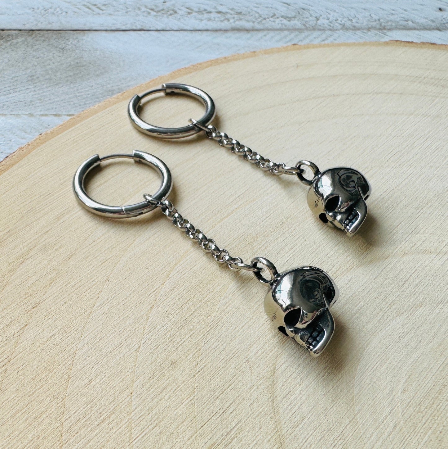 Skull Earrings, Huggie Hoop Earrings, Goth Earrings, Punk Earrings, Witchy Earrings, Best Friend Birthday Gift, Cool Valentines Gift for Her