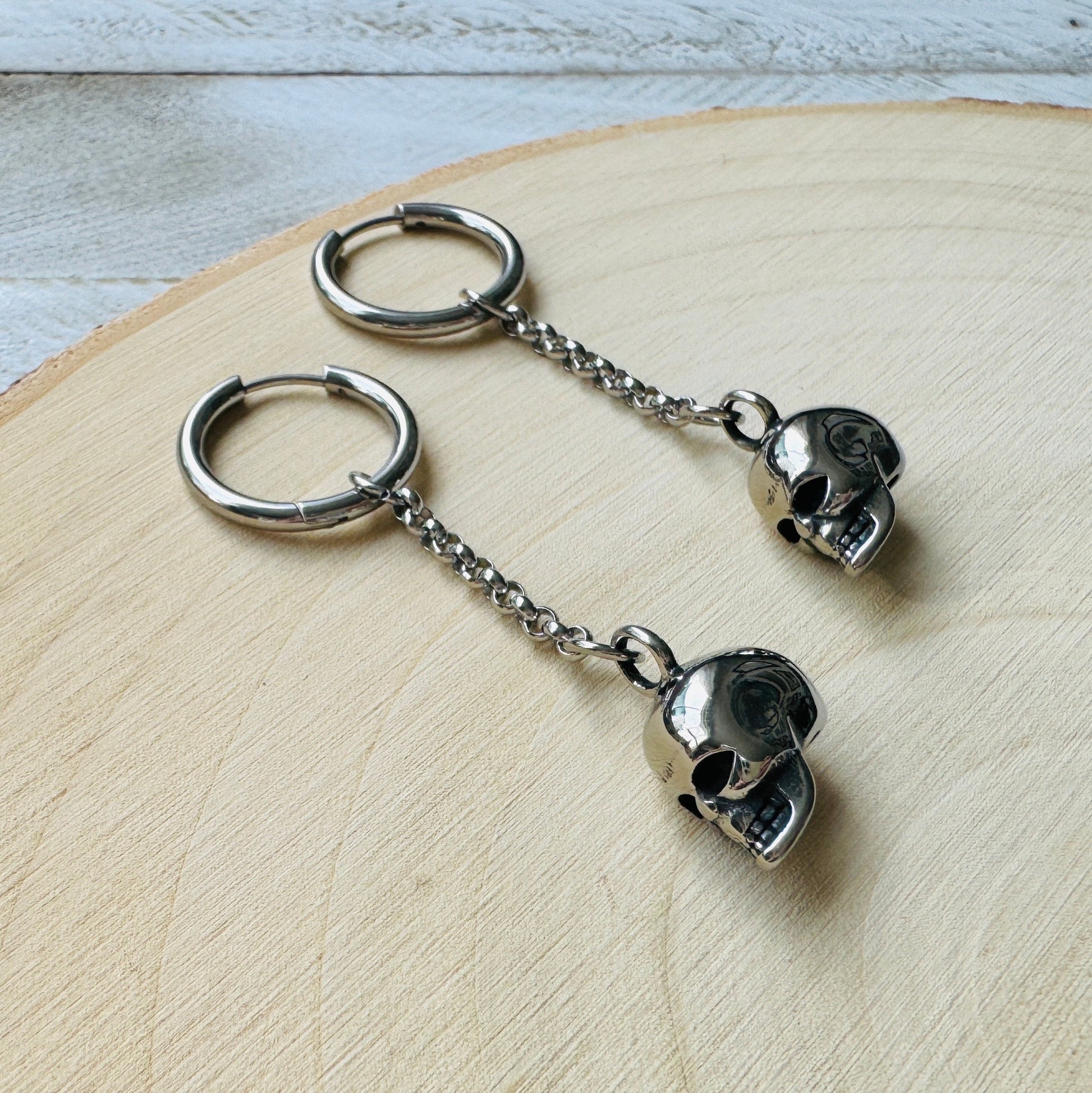 Skull Earrings, Huggie Hoop Earrings, Goth Earrings, Punk Earrings, Witchy Earrings, Best Friend Birthday Gift, Cool Valentines Gift for Her