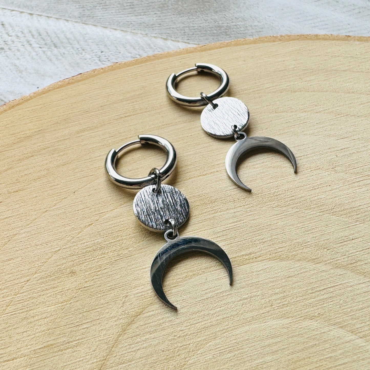 Moon Earrings, Huggie Hoop Earrings, Goth Earrings, Punk Earrings, Witchy Earrings, Best Friend Birthday Gift, Cool Valentines Gift for Her