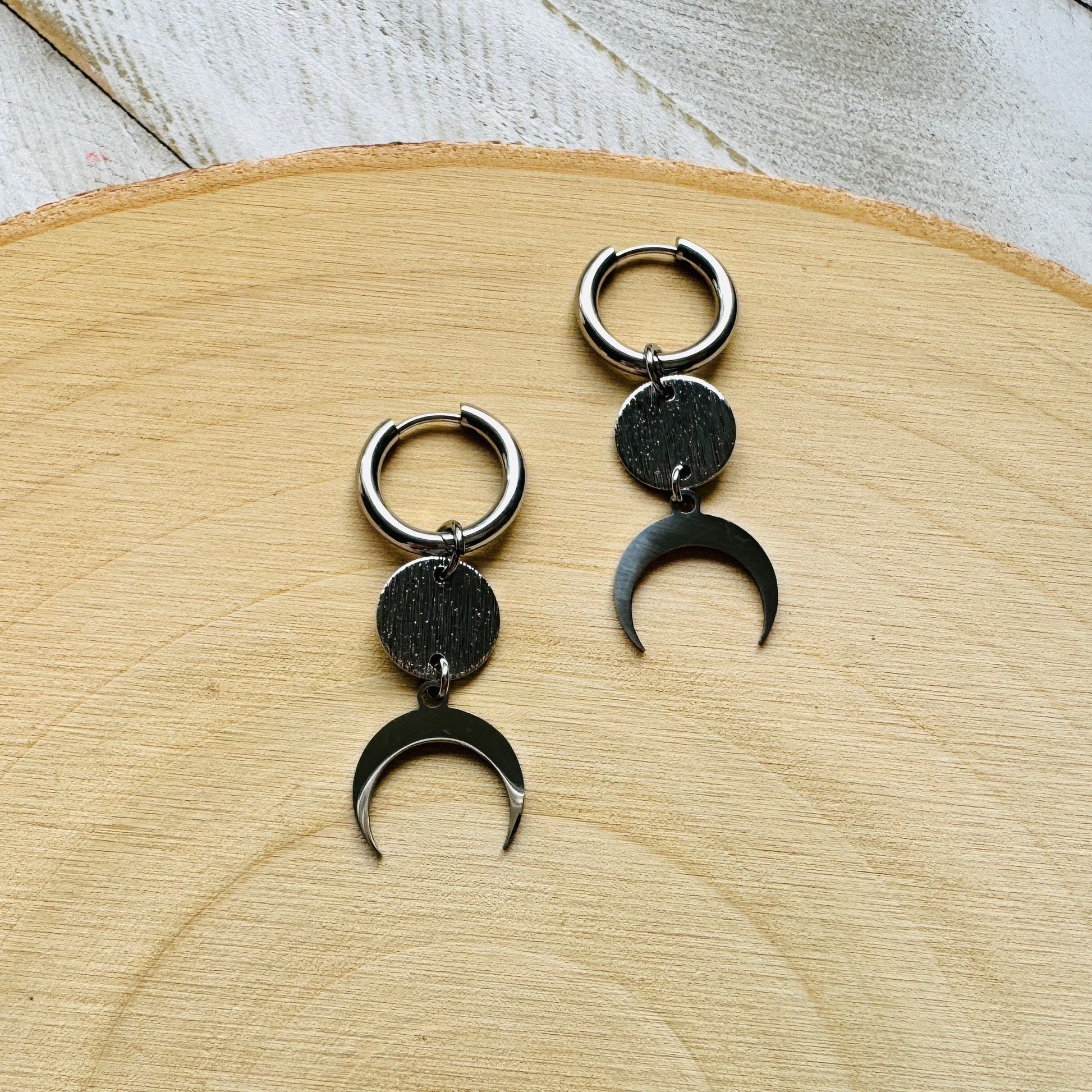 Moon Earrings, Huggie Hoop Earrings, Goth Earrings, Punk Earrings, Witchy Earrings, Best Friend Birthday Gift, Cool Valentines Gift for Her