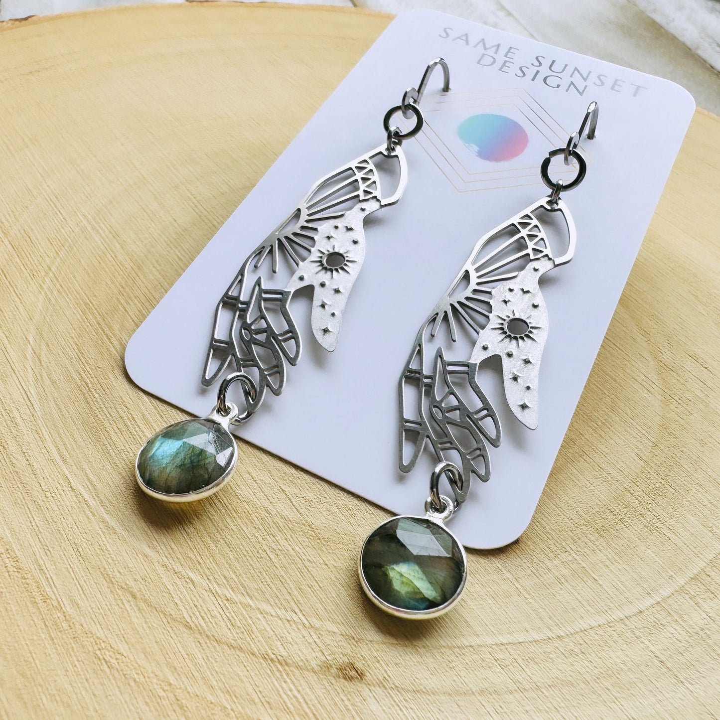 Hand Earrings, Celestial Earrings Silver, Labradorite Earrings, Wedding Jewelry for Brides, Teen Girl Jewelry, Goth Birthday Gift, Witchy