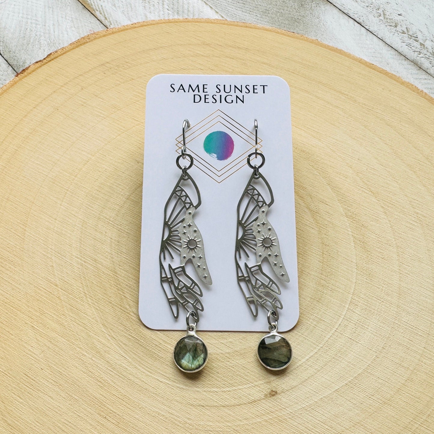 Hand Earrings, Celestial Earrings Silver, Labradorite Earrings, Wedding Jewelry for Brides, Teen Girl Jewelry, Goth Birthday Gift, Witchy