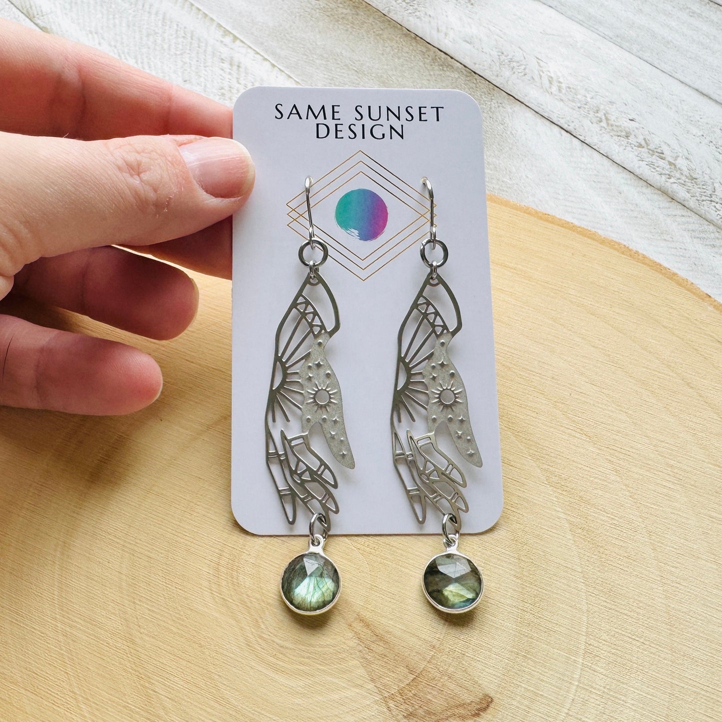 Hand Earrings, Celestial Earrings Silver, Labradorite Earrings, Wedding Jewelry for Brides, Teen Girl Jewelry, Goth Birthday Gift, Witchy