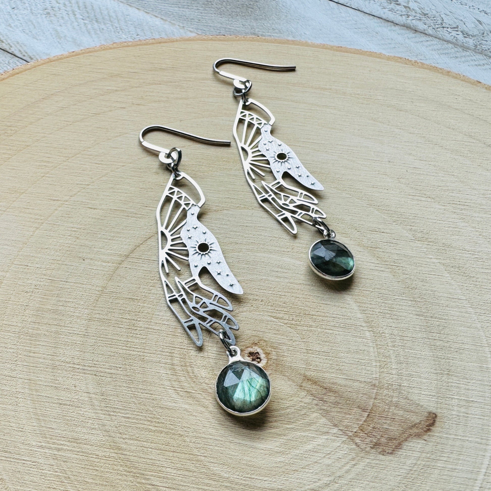 Hand Earrings, Celestial Earrings Silver, Labradorite Earrings, Wedding Jewelry for Brides, Teen Girl Jewelry, Goth Birthday Gift, Witchy
