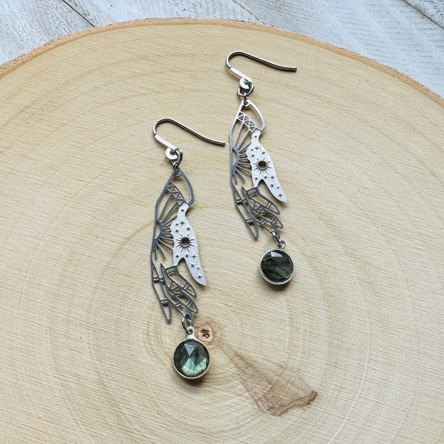 Hand Earrings, Celestial Earrings Silver, Labradorite Earrings, Wedding Jewelry for Brides, Teen Girl Jewelry, Goth Birthday Gift, Witchy
