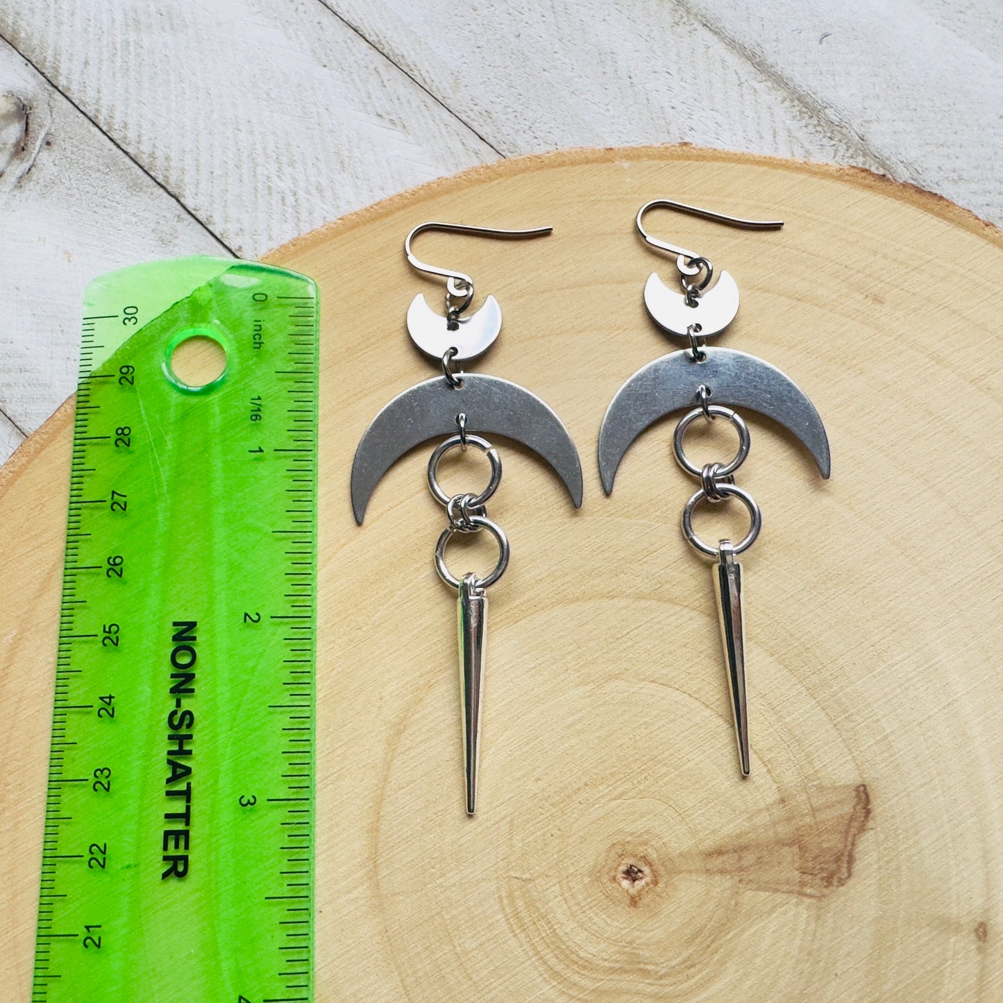 Moon Earrings, Goth Earrings, Punk Earrings, Witchy Earrings, Unique Birthday Gift Girl, Celestial Jewelry Witchy Gifts for Women, Silver