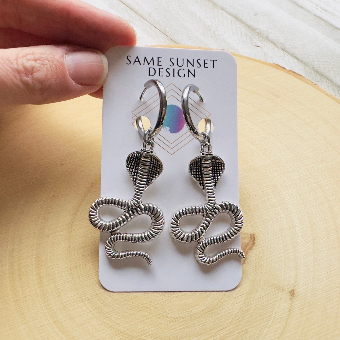 Snake Earrings, Huggie Hoop Earrings, Goth Earrings, Punk Earrings, Witchy Earrings, Best Friend Birthday Gift, Teen Girl Jewelry, Silver
