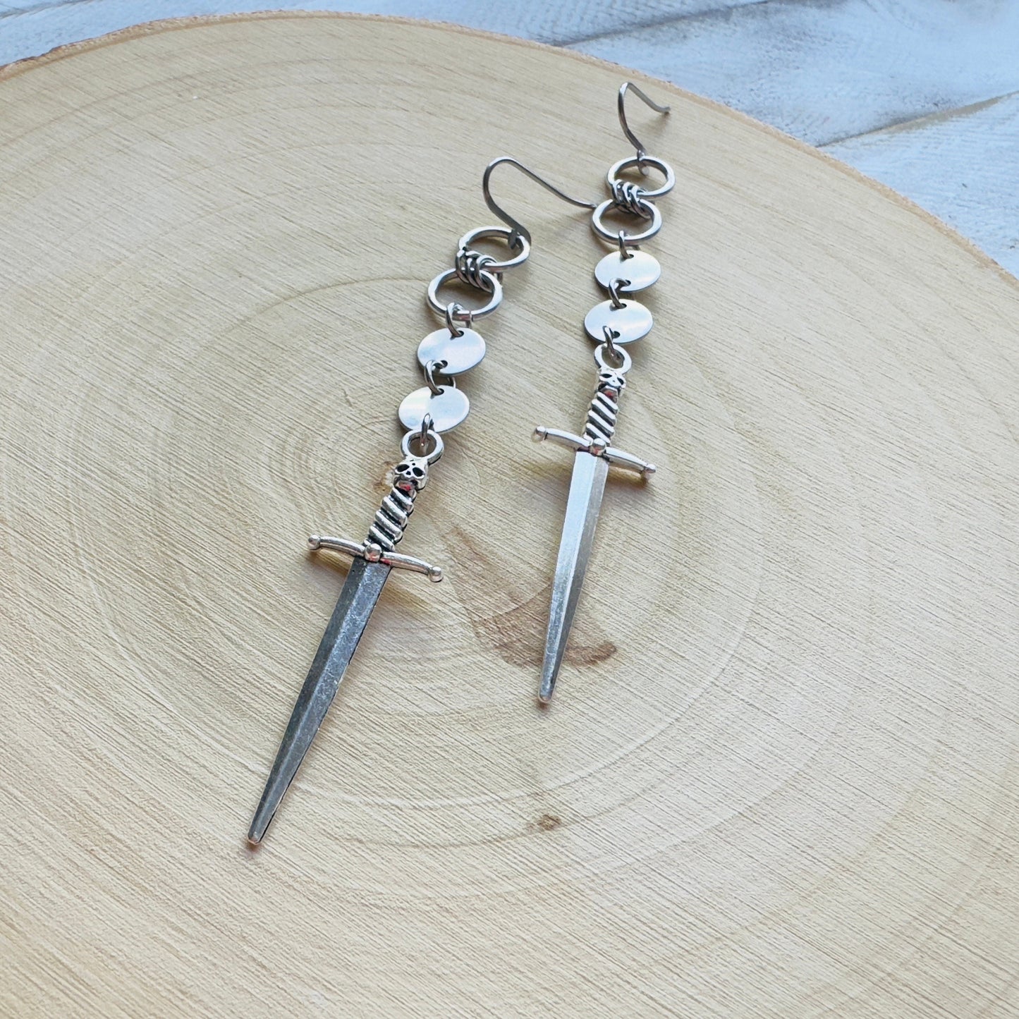 Sword Earrings, Goth Earrings Dangle, Punk Earrings, Witchy Earrings, Metalhead Gifts, Best Friend Birthday Gift, Teen Girl Jewelry, Silver