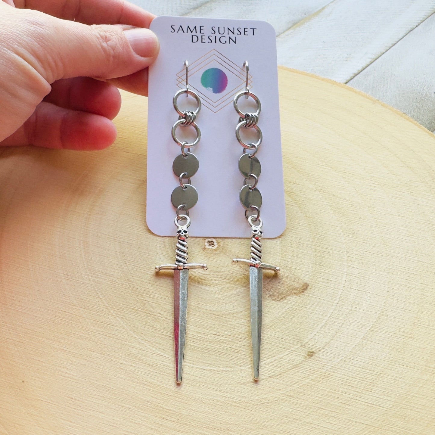 Sword Earrings, Goth Earrings Dangle, Punk Earrings, Witchy Earrings, Metalhead Gifts, Best Friend Birthday Gift, Teen Girl Jewelry, Silver