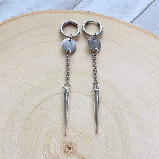 Spike Earrings, Hoop Earrings Silver, Goth Earrings Dangle, Punk Earrings, Best Friend Birthday Gift, Sweet 16 Gift, Best Gift for Mom