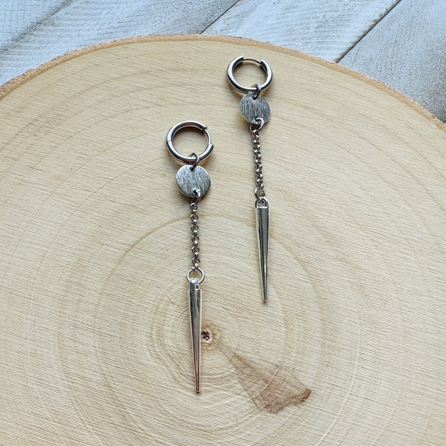 Spike Earrings, Hoop Earrings Silver, Goth Earrings Dangle, Punk Earrings, Best Friend Birthday Gift, Sweet 16 Gift, Best Gift for Mom