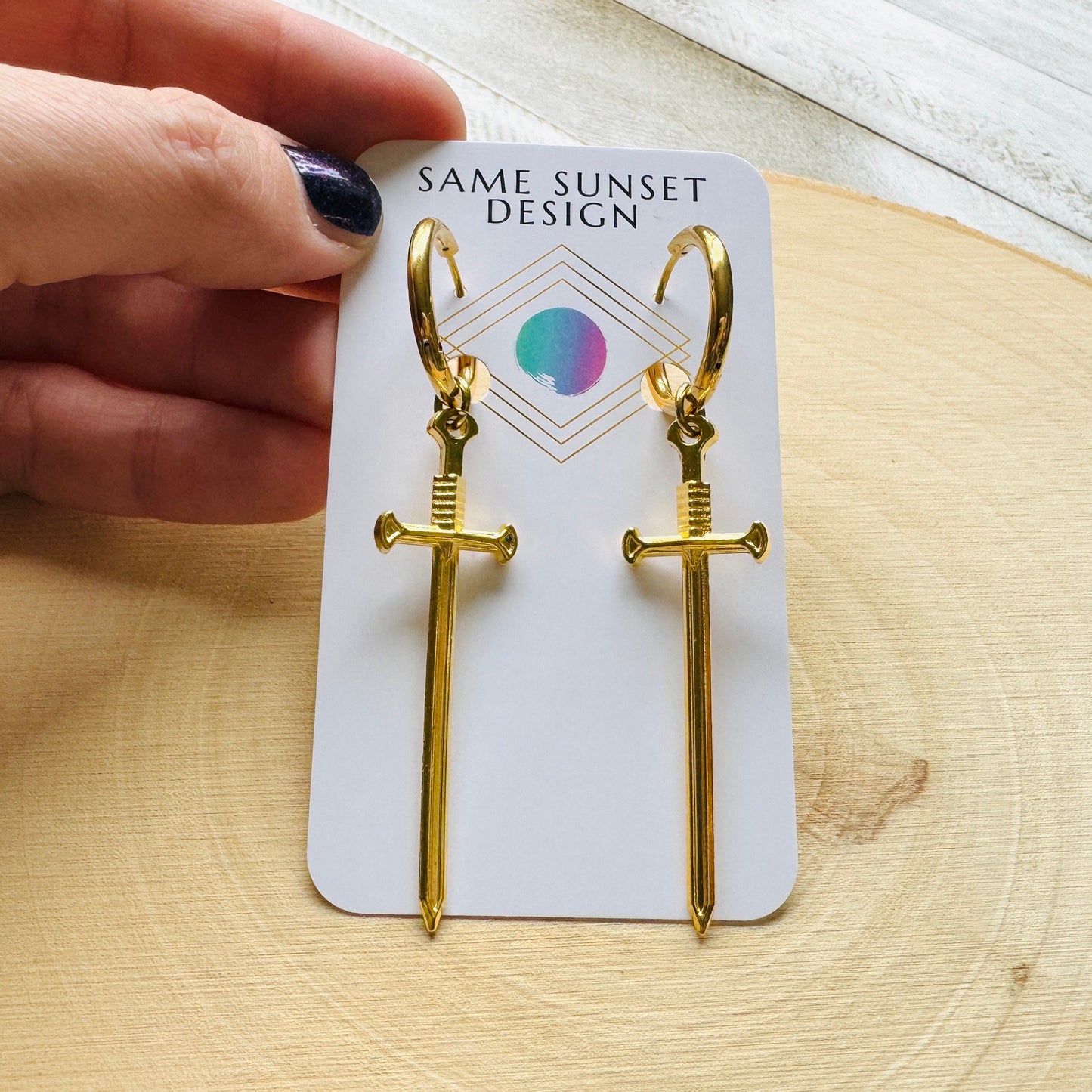 Dagger Earrings, Huggie Hoop Earrings, Goth Earrings, Punk Earrings, Witchy Earrings, Best Friend Birthday Gift, Unique Birthday Gift Girl