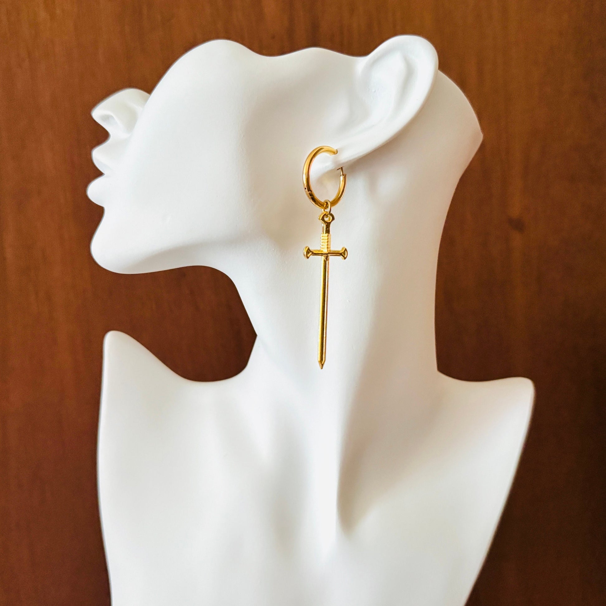 Dagger Earrings, Huggie Hoop Earrings, Goth Earrings, Punk Earrings, Witchy Earrings, Best Friend Birthday Gift, Unique Birthday Gift Girl