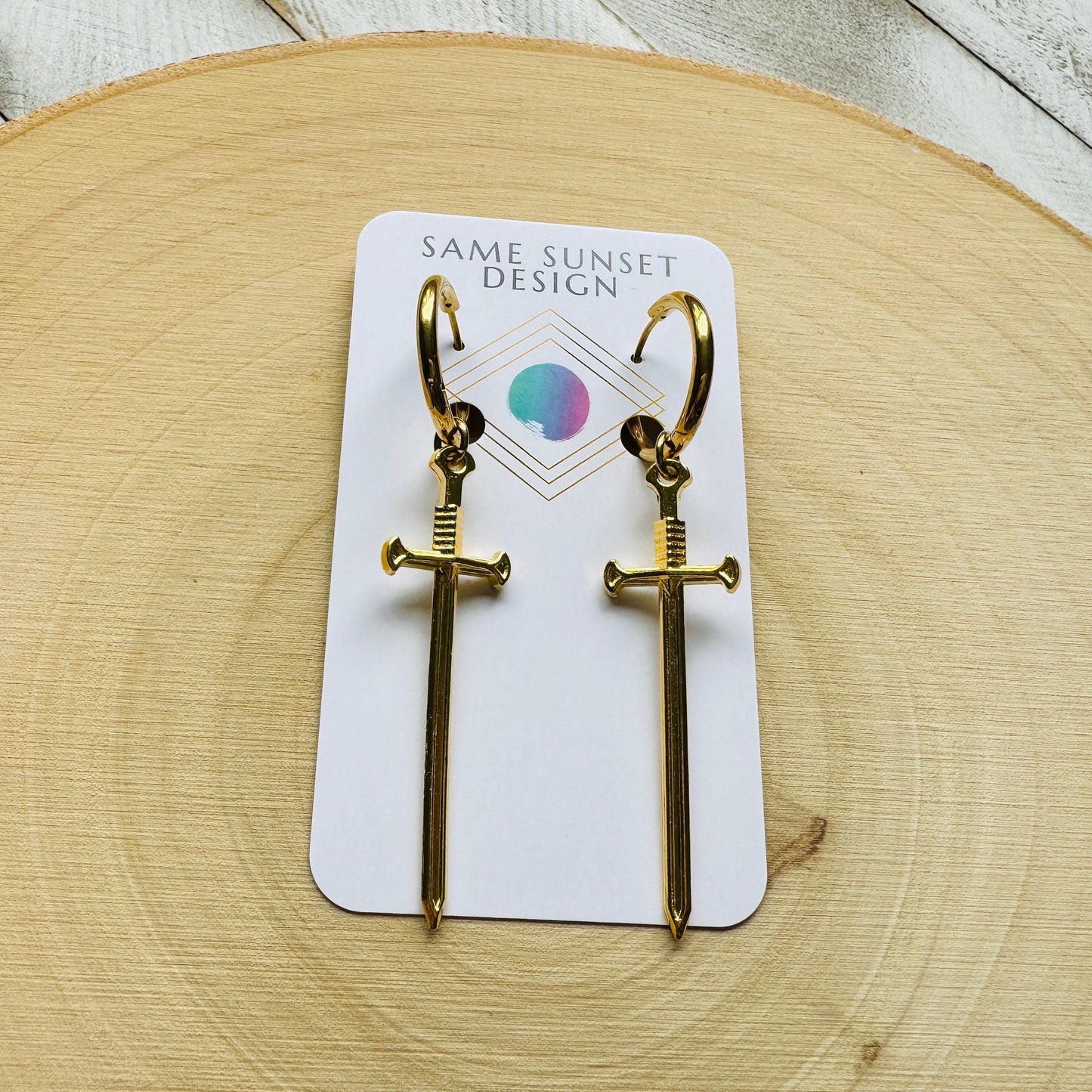 Dagger Earrings, Huggie Hoop Earrings, Goth Earrings, Punk Earrings, Witchy Earrings, Best Friend Birthday Gift, Unique Birthday Gift Girl
