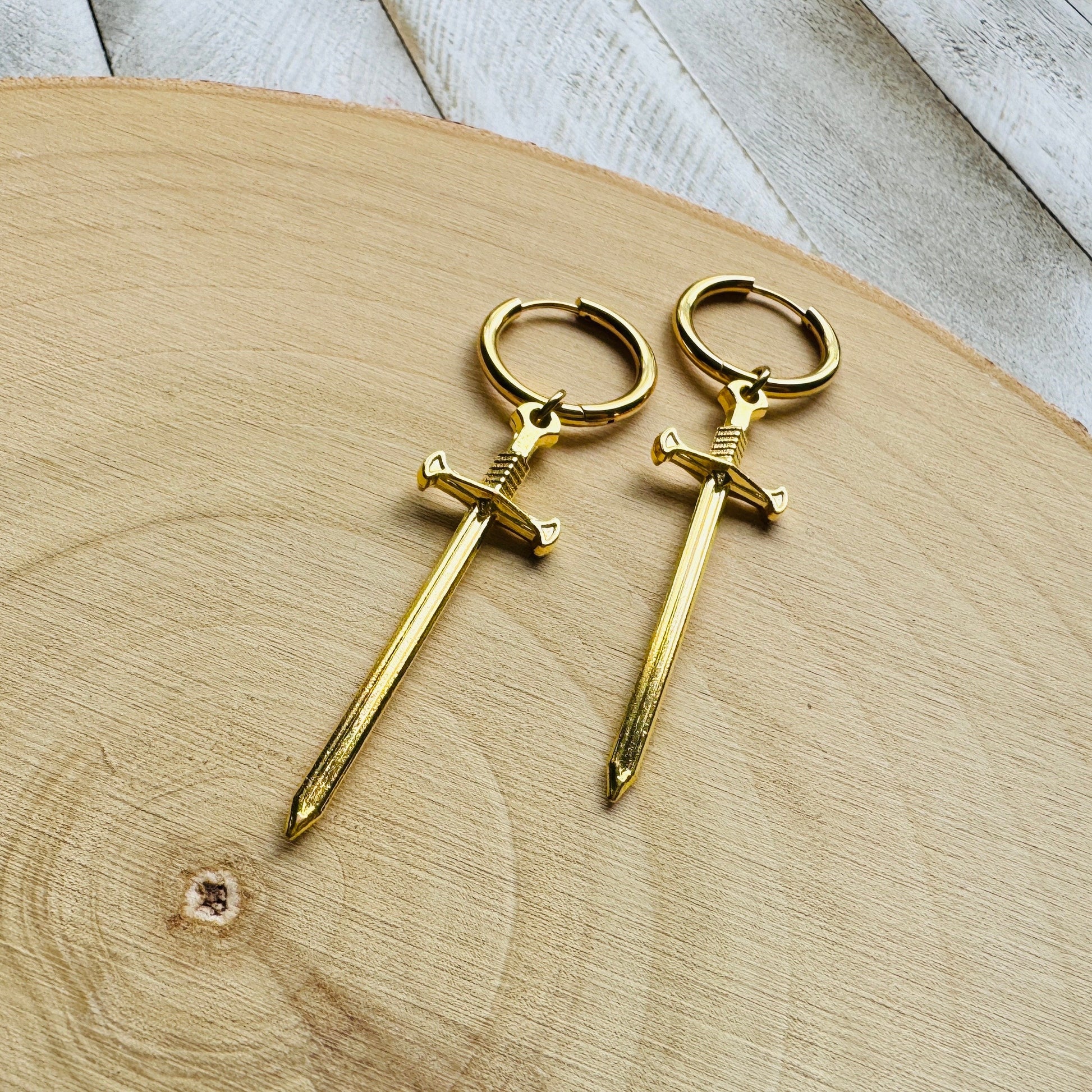 Dagger Earrings, Huggie Hoop Earrings, Goth Earrings, Punk Earrings, Witchy Earrings, Best Friend Birthday Gift, Unique Birthday Gift Girl