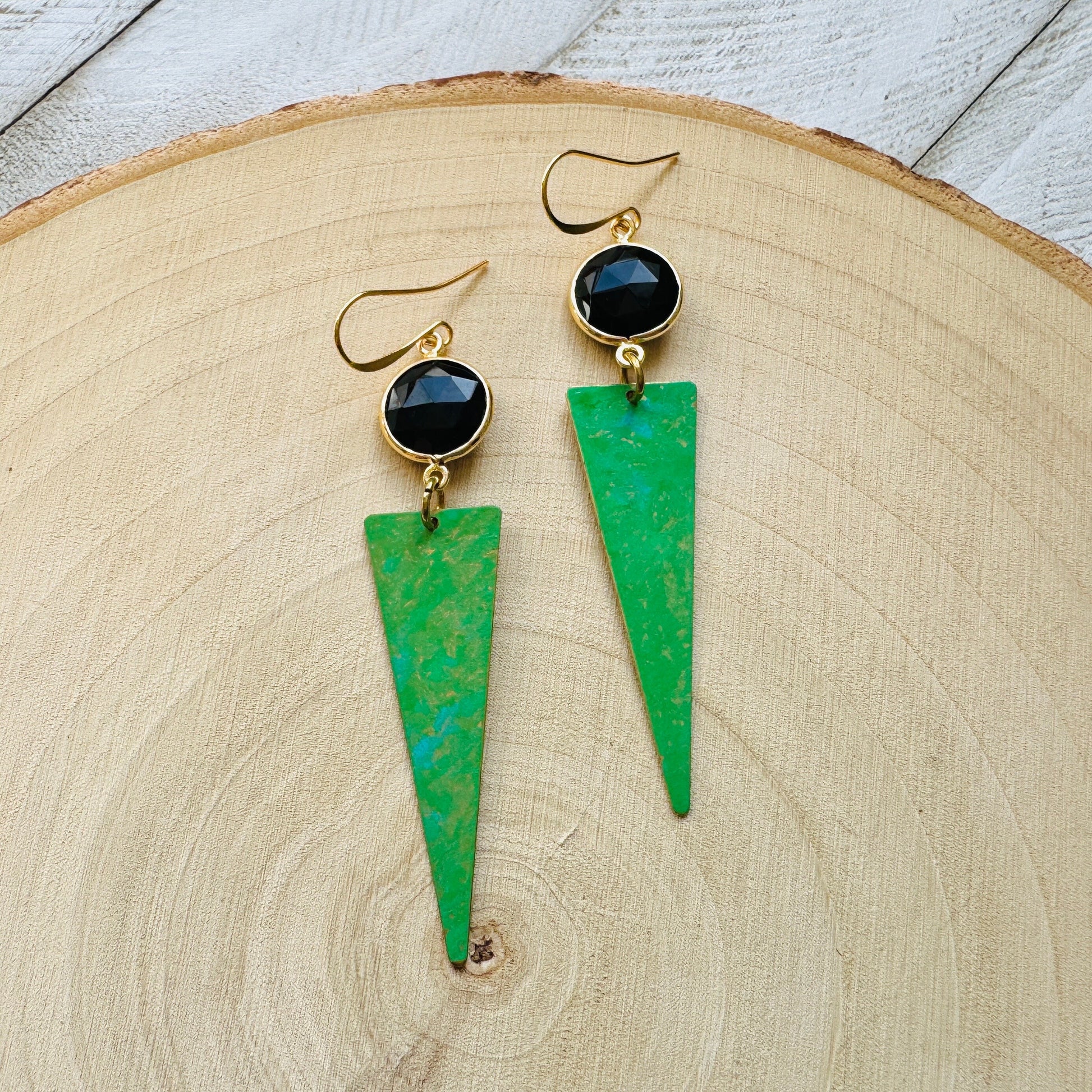 Onyx Earrings, Green Earrings, Western Earrings Dangle, Witchy Earrings, Celestial Earrings, Unique Birthday Gift for Best Friend, Boho Chic
