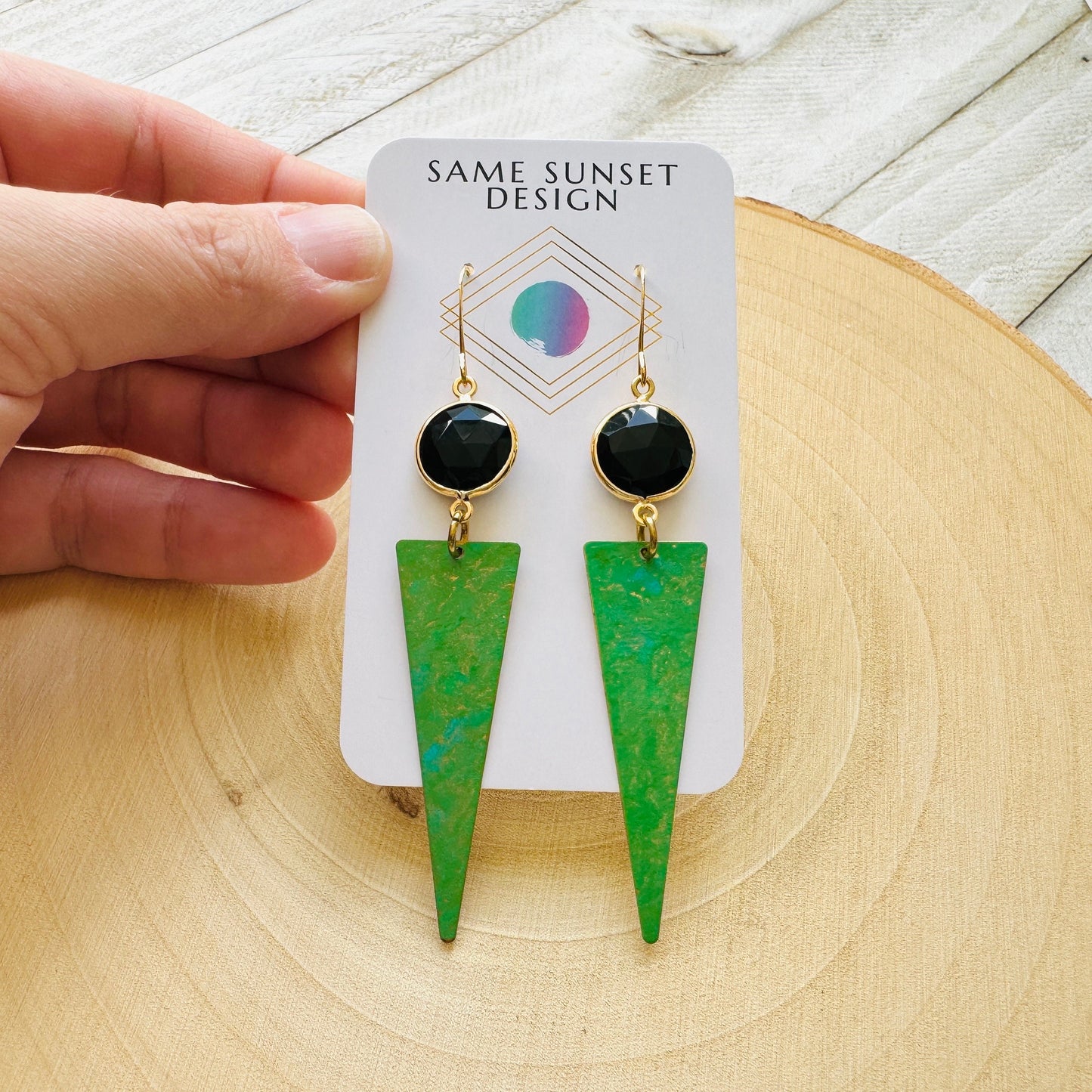 Onyx Earrings, Green Earrings, Western Earrings Dangle, Witchy Earrings, Celestial Earrings, Unique Birthday Gift for Best Friend, Boho Chic