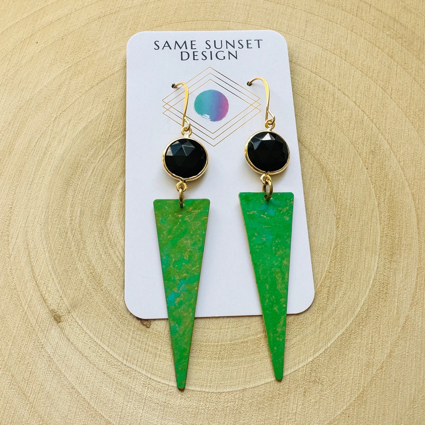 Onyx Earrings, Green Earrings, Western Earrings Dangle, Witchy Earrings, Celestial Earrings, Unique Birthday Gift for Best Friend, Boho Chic