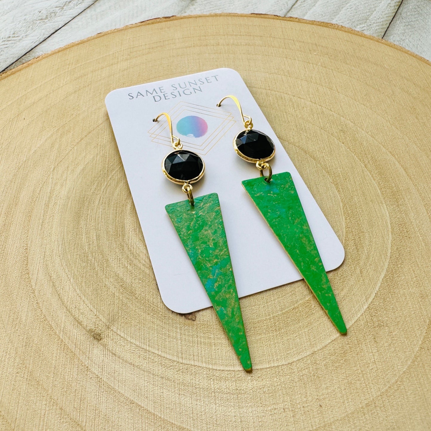 Onyx Earrings, Green Earrings, Western Earrings Dangle, Witchy Earrings, Celestial Earrings, Unique Birthday Gift for Best Friend, Boho Chic