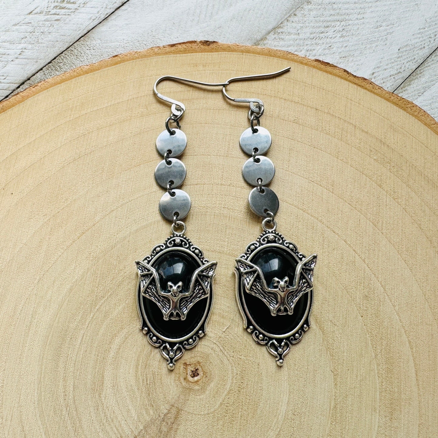 Bat Earrings, Punk Earrings, Emo Jewelry, Witchy Earrings, Goth Earrings Men, Mothers Day Gift from Daughter, Cute Gifts For Friend, Silver