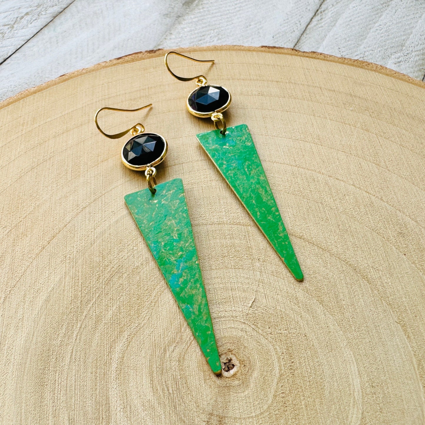 Onyx Earrings, Green Earrings, Western Earrings Dangle, Witchy Earrings, Celestial Earrings, Unique Birthday Gift for Best Friend, Boho Chic