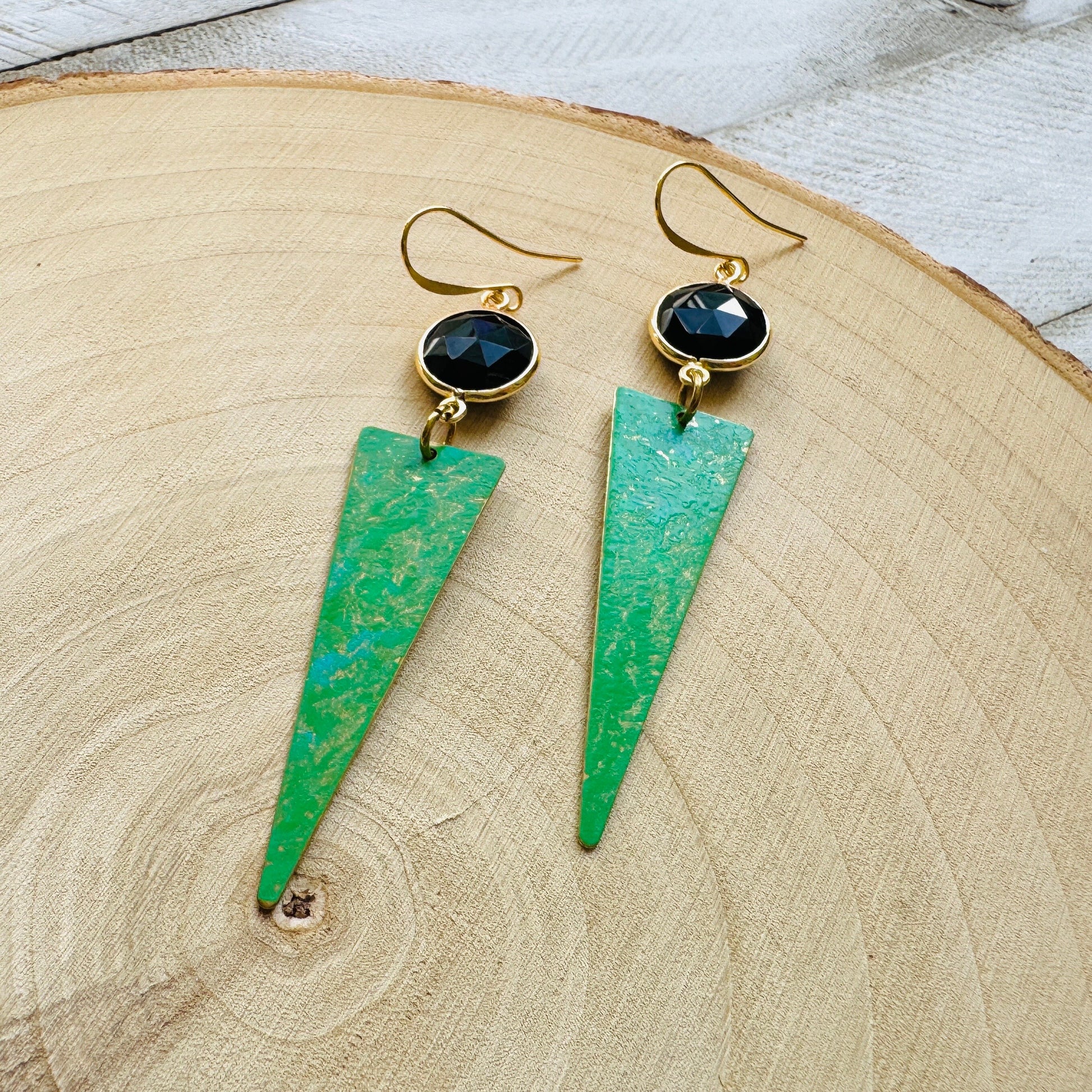 Onyx Earrings, Green Earrings, Western Earrings Dangle, Witchy Earrings, Celestial Earrings, Unique Birthday Gift for Best Friend, Boho Chic