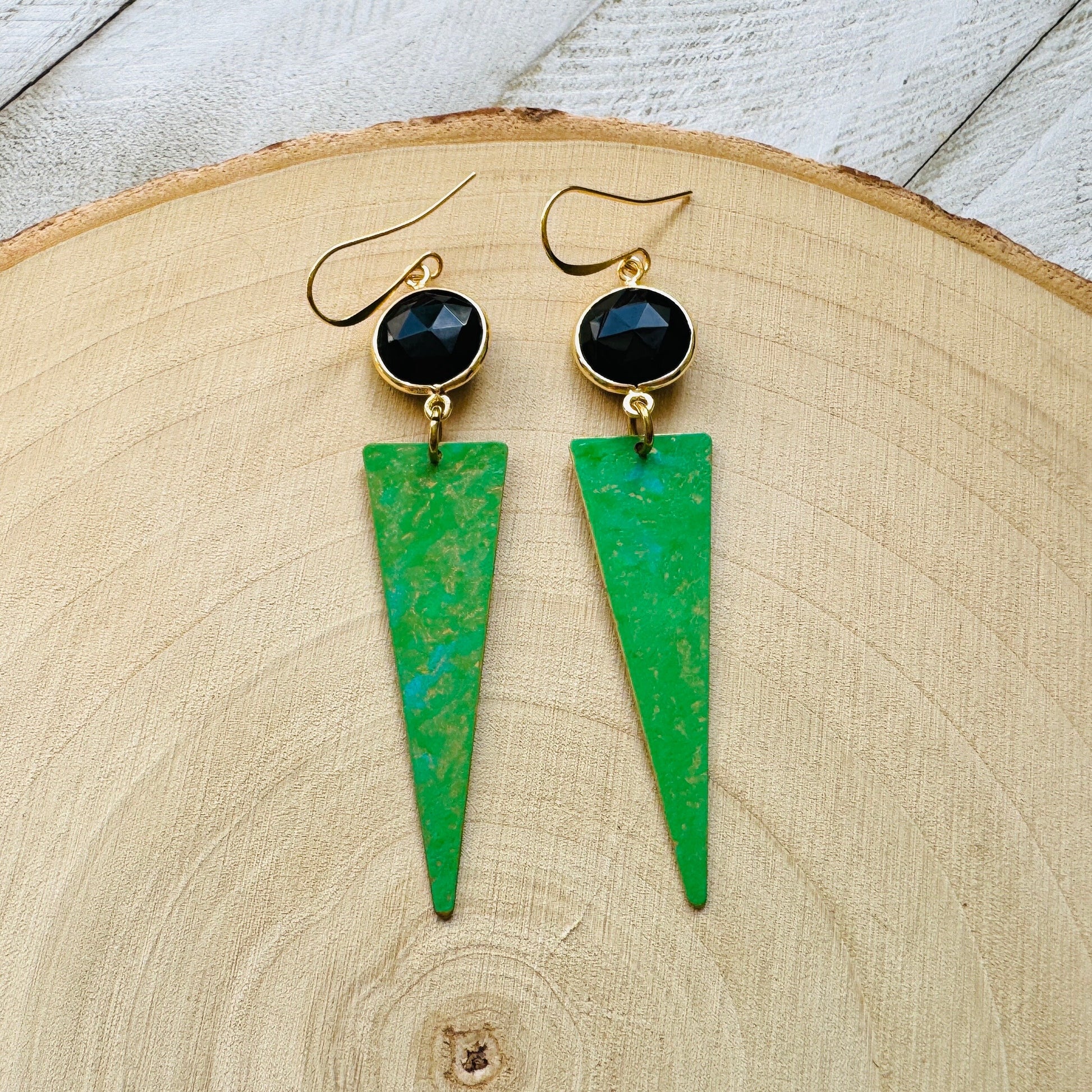 Onyx Earrings, Green Earrings, Western Earrings Dangle, Witchy Earrings, Celestial Earrings, Unique Birthday Gift for Best Friend, Boho Chic